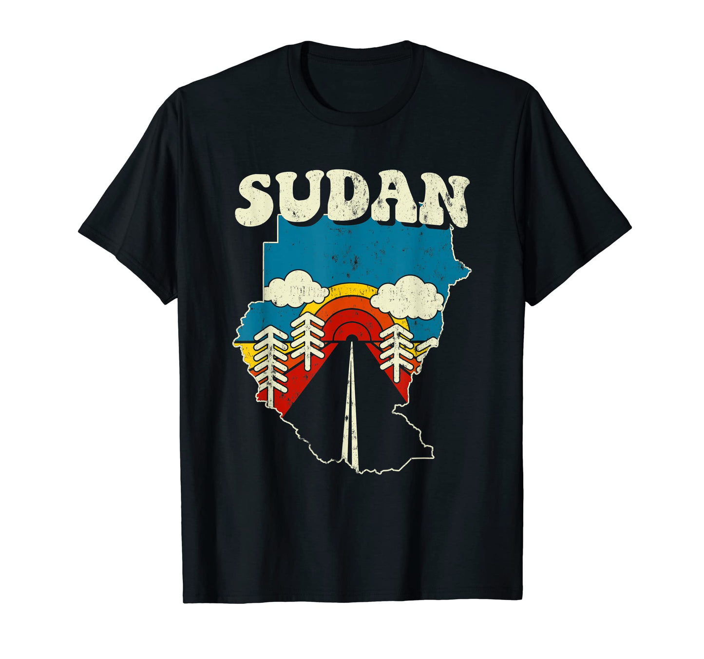 Sudan Sudanese Country Rainbow 70S Map T-Shirt - Custom Art Print Men Women - T-Shirt, Sweatshirt, Hoodie