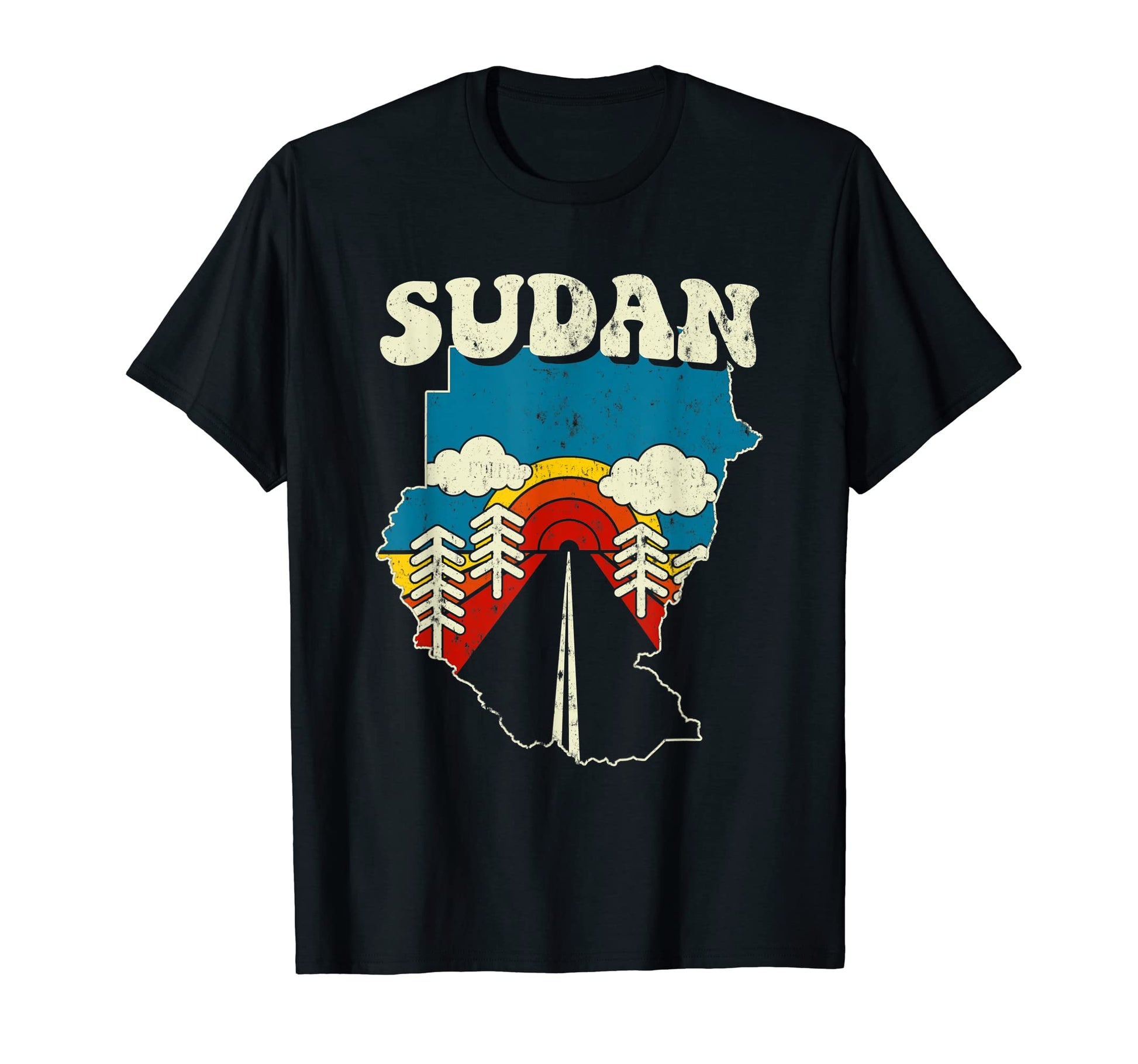 Sudan Sudanese Country Rainbow 70S Map T-Shirt - Custom Art Print Men Women - T-Shirt, Sweatshirt, Hoodie