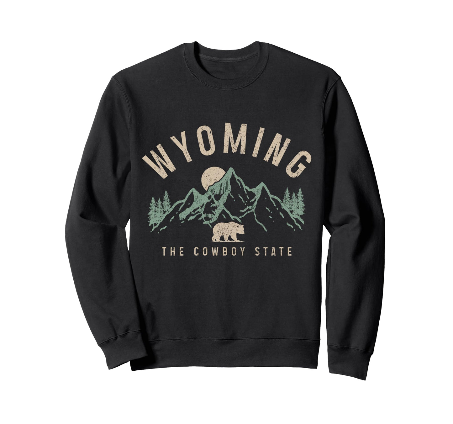 Wyoming Cowboy State Mountains Bear Sweatshirt - Unique Graphic for Adults - T-Shirt, Sweatshirt, Hoodie