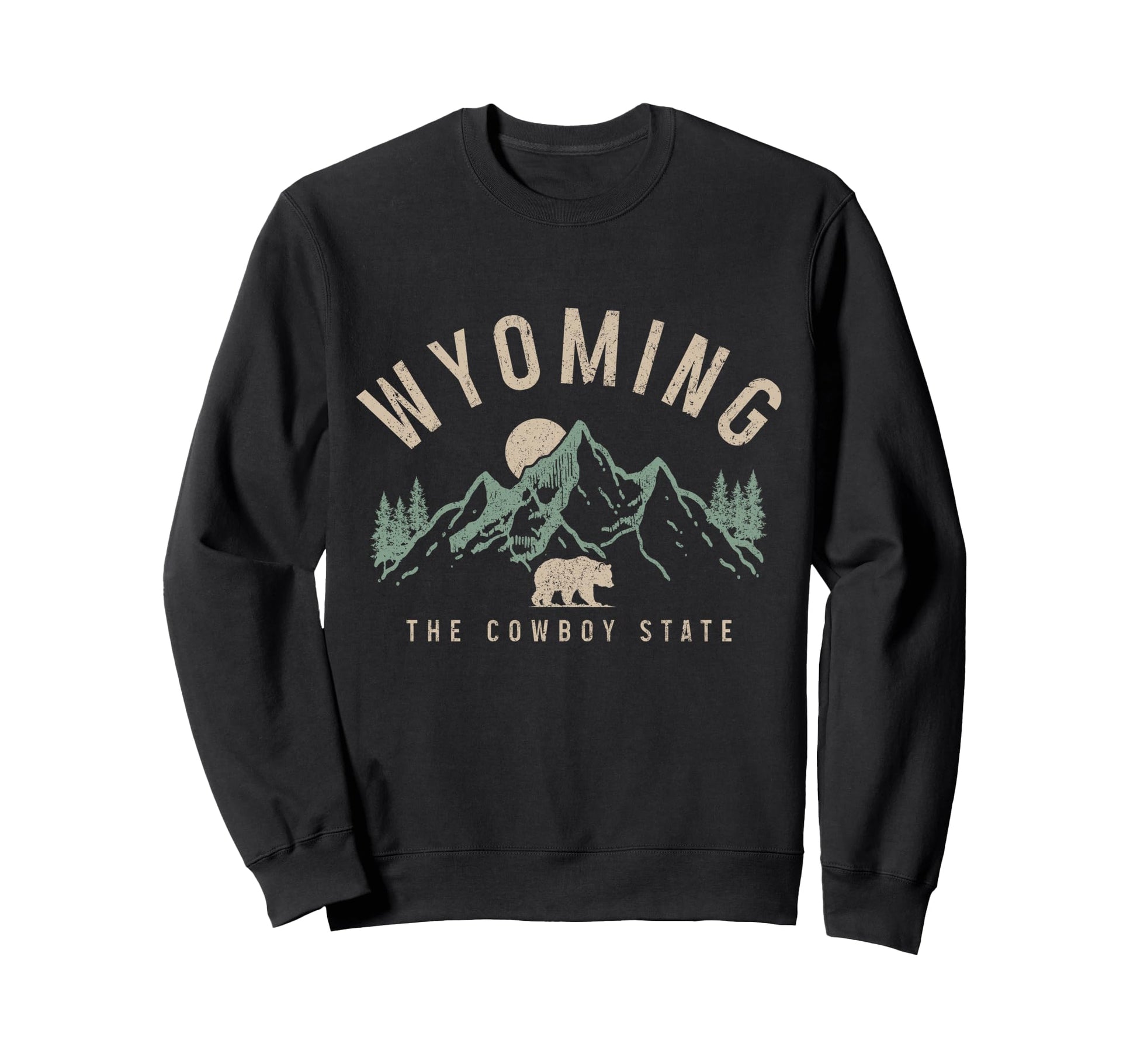 Wyoming Cowboy State Mountains Bear Sweatshirt - Unique Graphic for Adults - T-Shirt, Sweatshirt, Hoodie