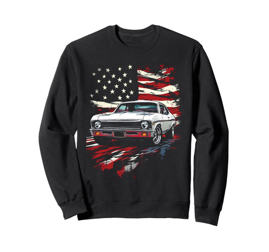1969 69 Nova Muscle Car Front Sweatshirt - Novelty Apparel for Adults - T-Shirt, Sweatshirt, Hoodie
