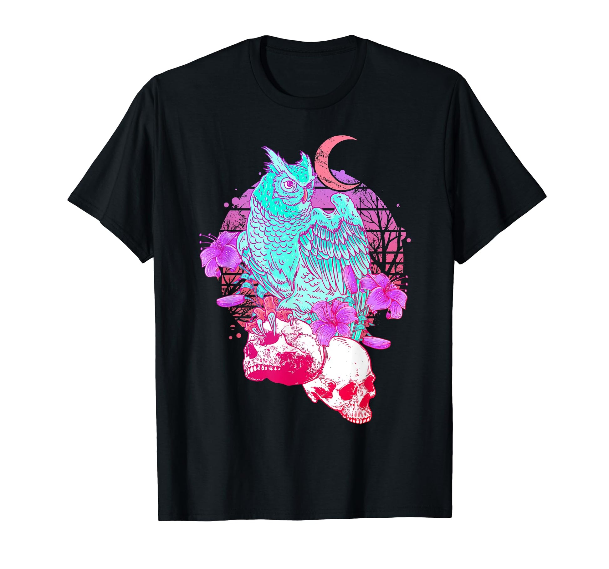 Pastel Gothic Skull Owl Roses T-Shirt - Custom Art Print Men Women - T-Shirt, Sweatshirt, Hoodie