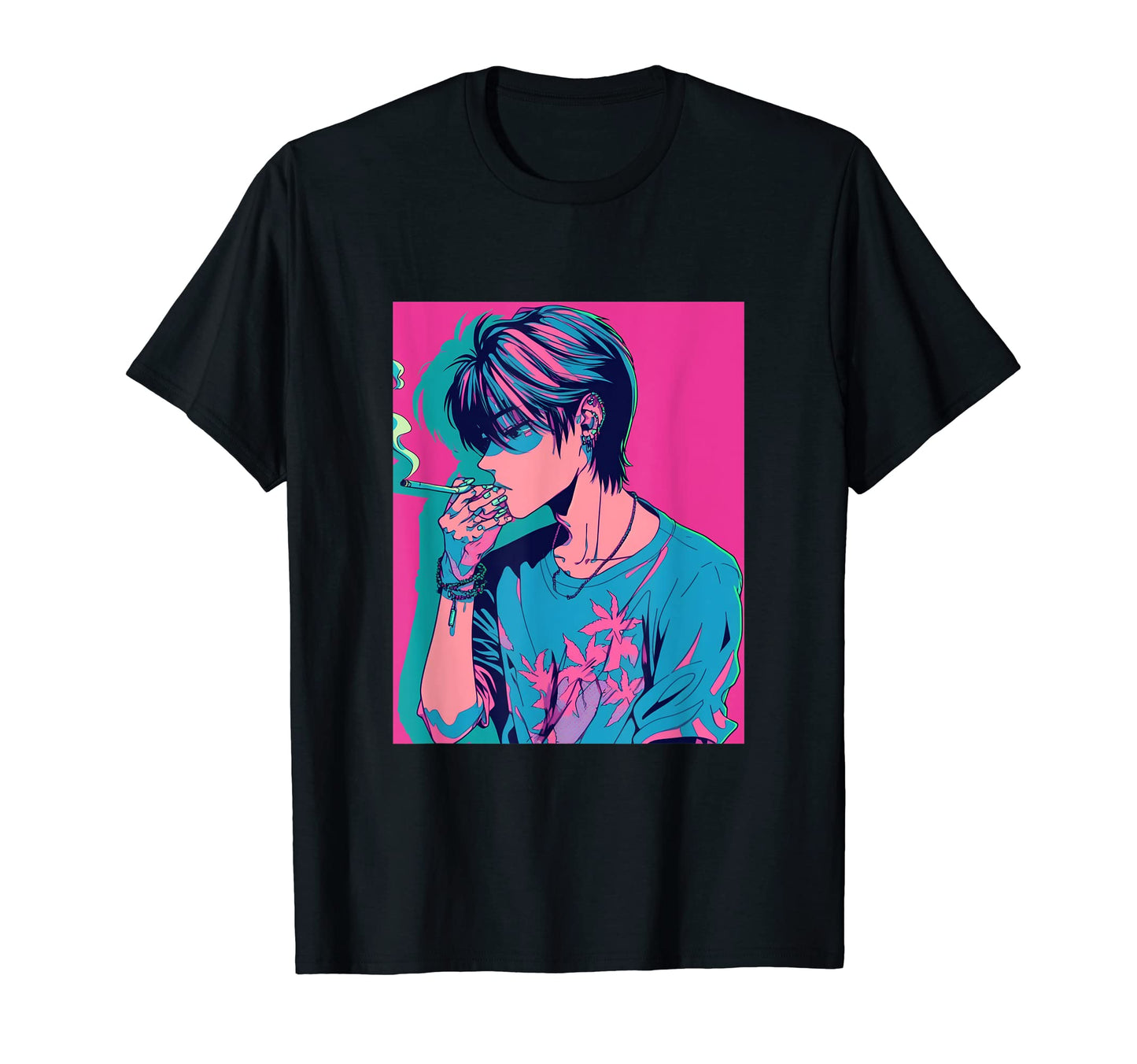 Anime Smoking Sad Japanese Glitch T-Shirt - Casual Everyday Wear Unisex - T-Shirt, Sweatshirt, Hoodie