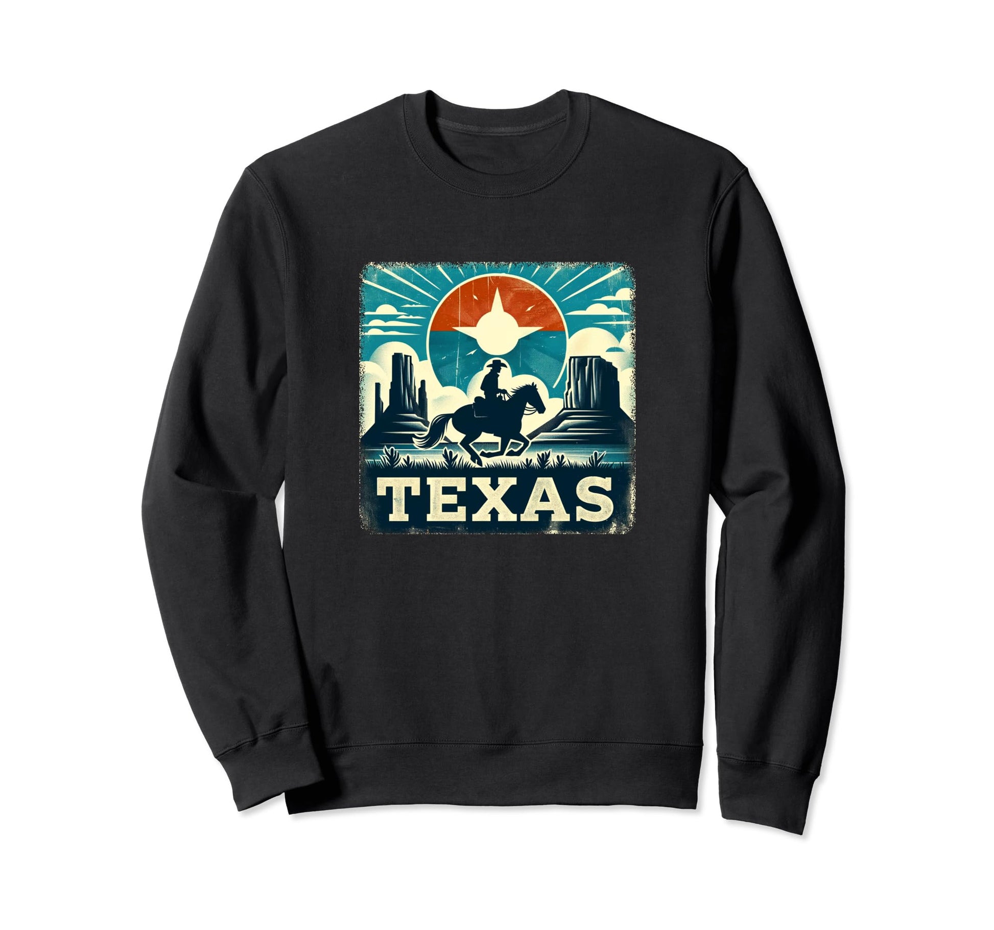 Texas Cowboy Rustic Sweatshirt - Trendy Graphic Unisex - T-Shirt, Sweatshirt, Hoodie