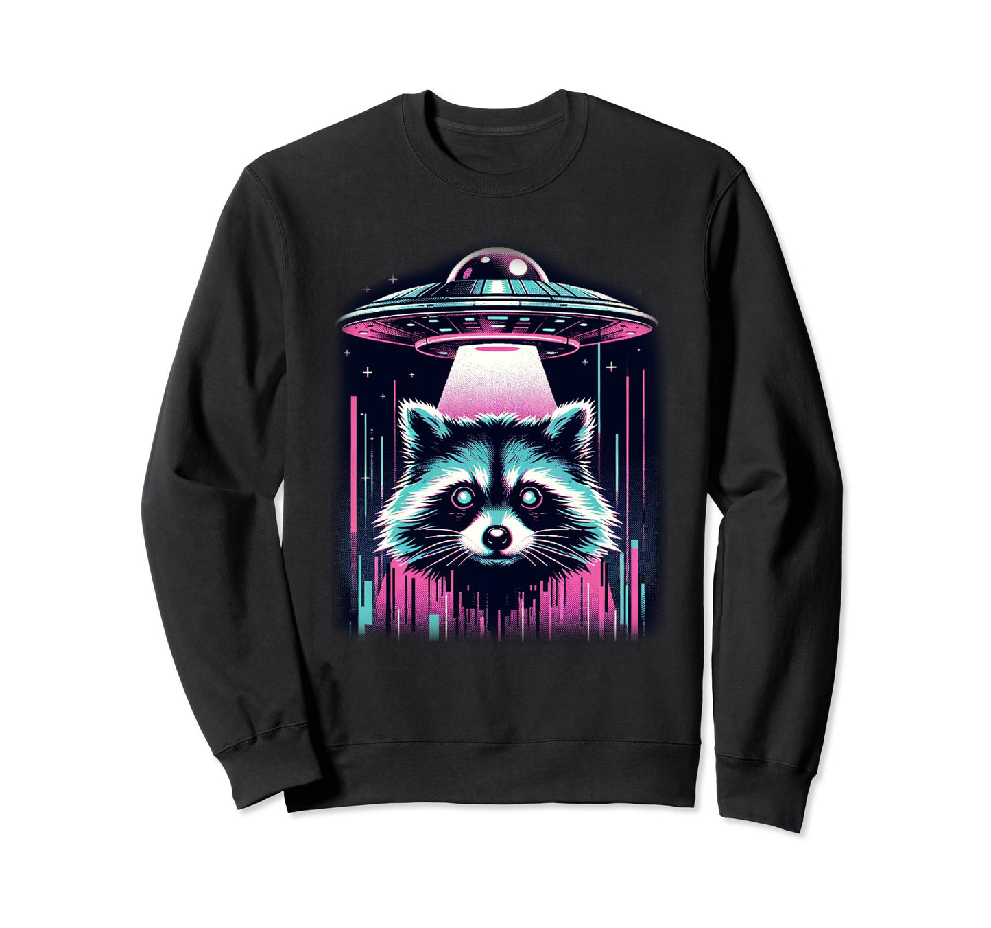 Raccoon Ufo Vaporwave Aesthetic Sweatshirt - Minimalist Print for Adults - T-Shirt, Sweatshirt, Hoodie