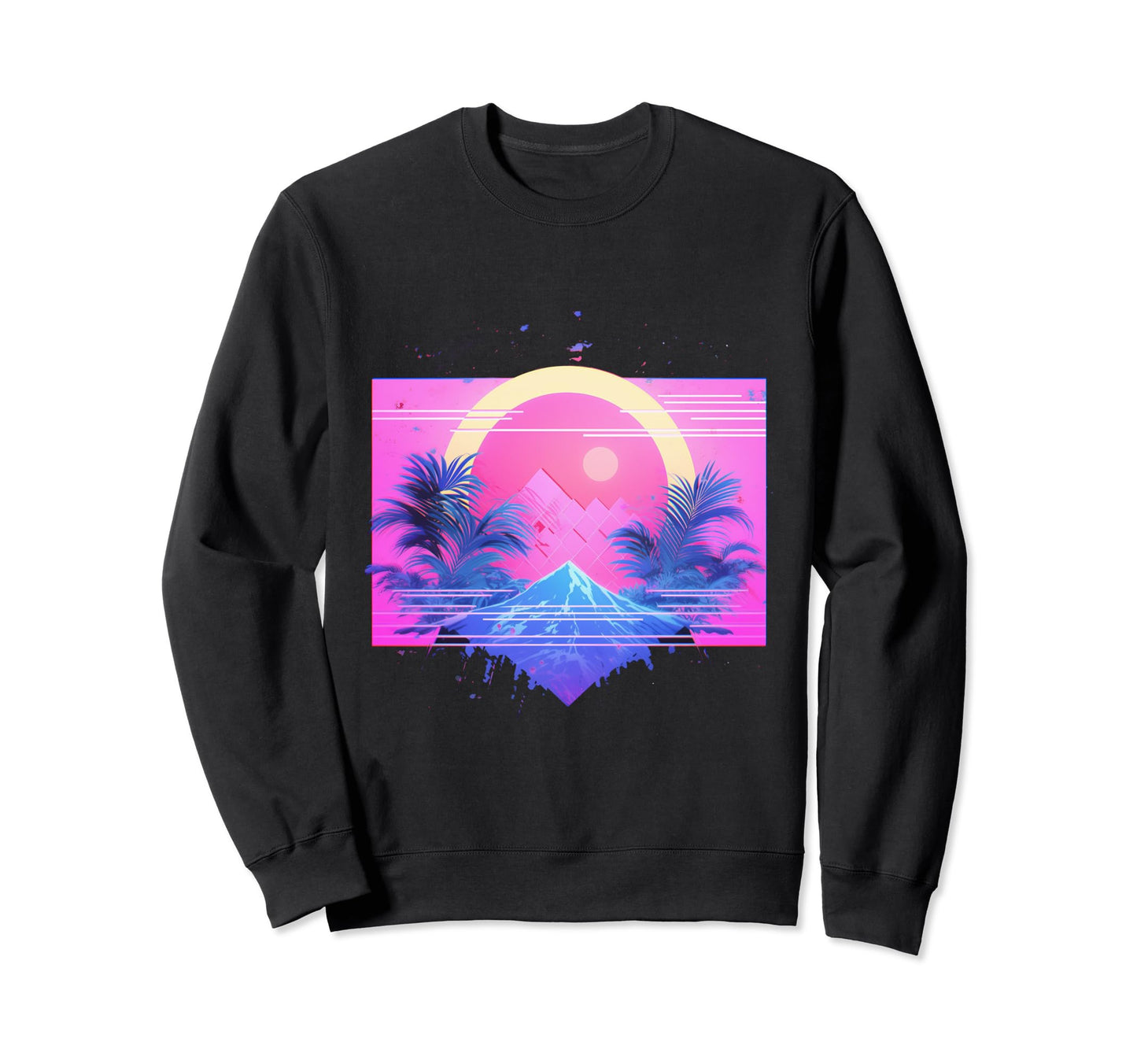 80S Vaporwave Aesthetic Mountain Art Sweatshirt - Graphic Print Men Women - T-Shirt, Sweatshirt, Hoodie