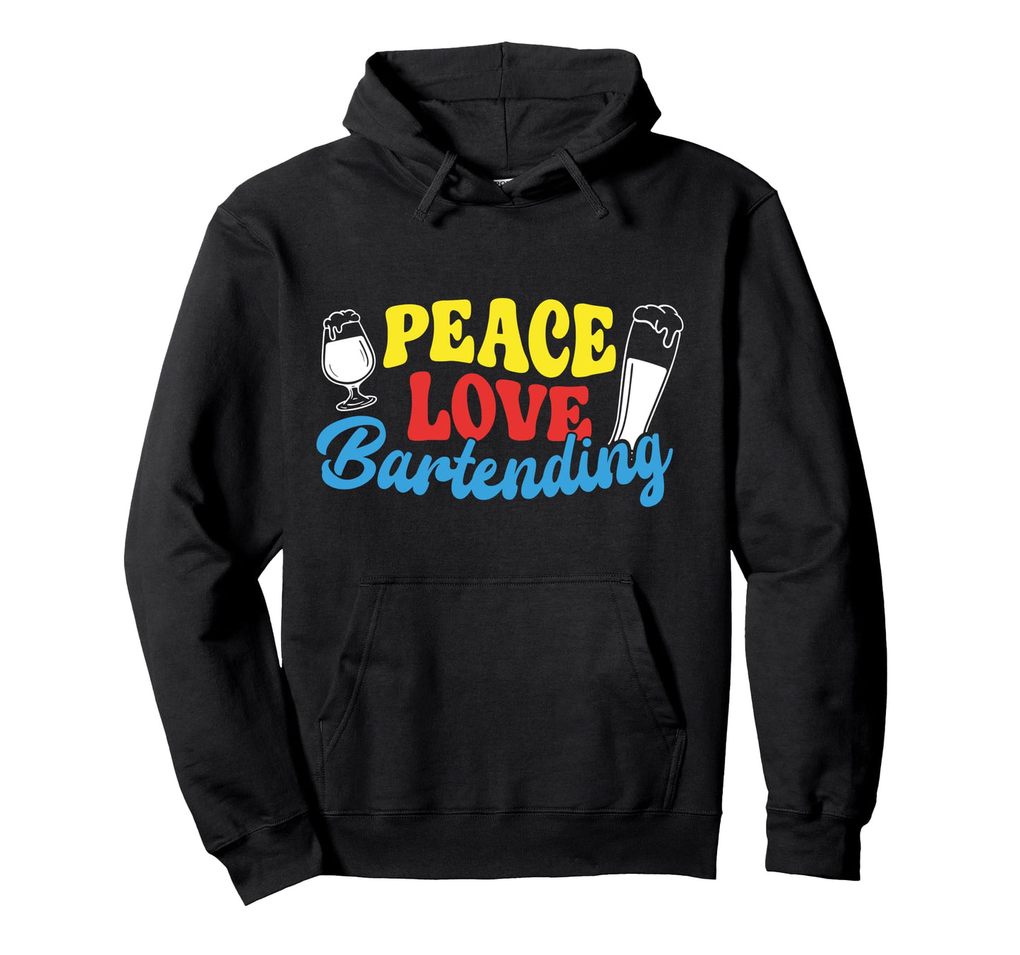 Bartender Mixologist Peace Love Hoodie - Casual Everyday Wear Unisex - T-Shirt, Sweatshirt, Hoodie