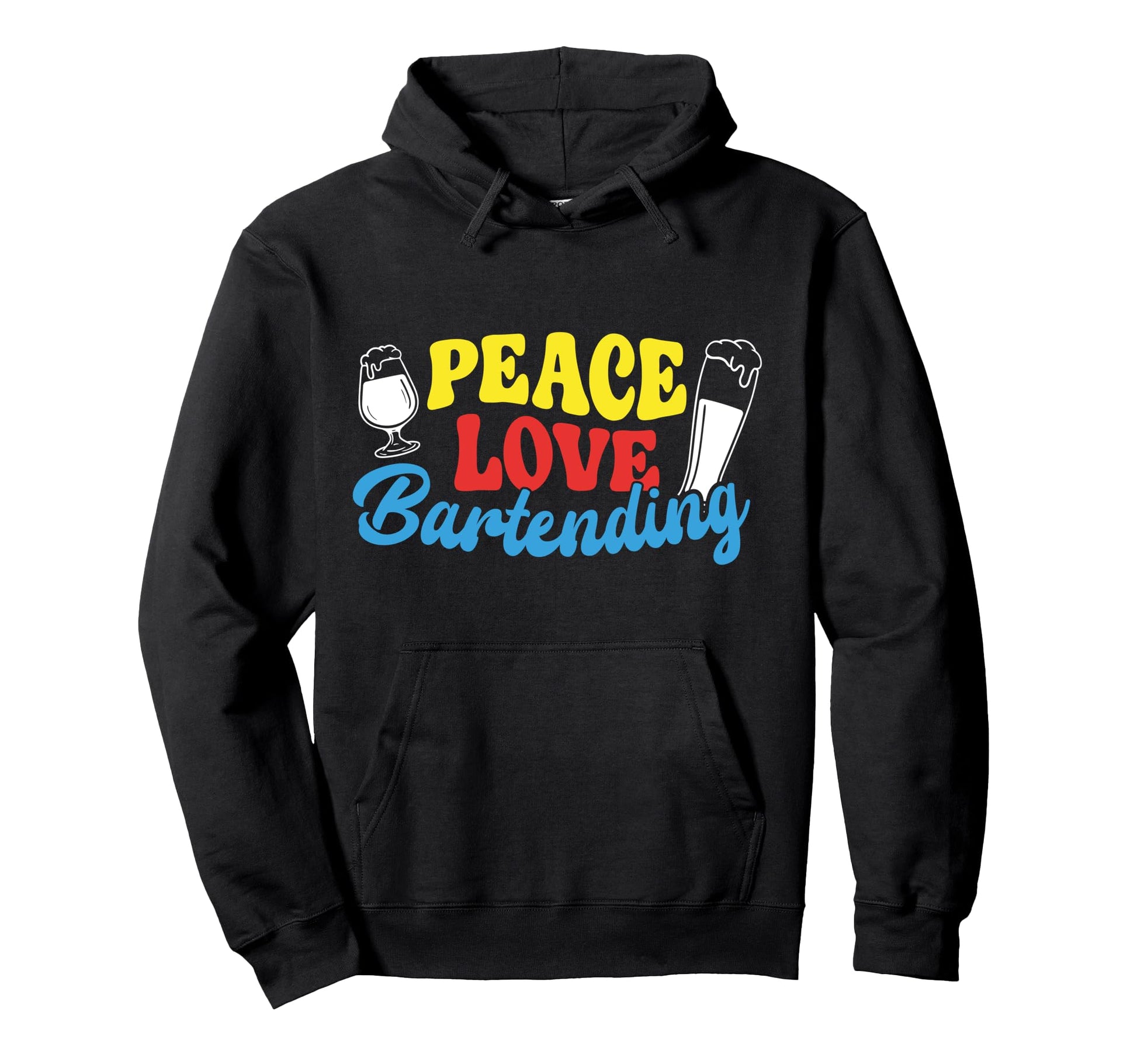 Bartender Mixologist Peace Love Hoodie - Casual Everyday Wear Unisex - T-Shirt, Sweatshirt, Hoodie