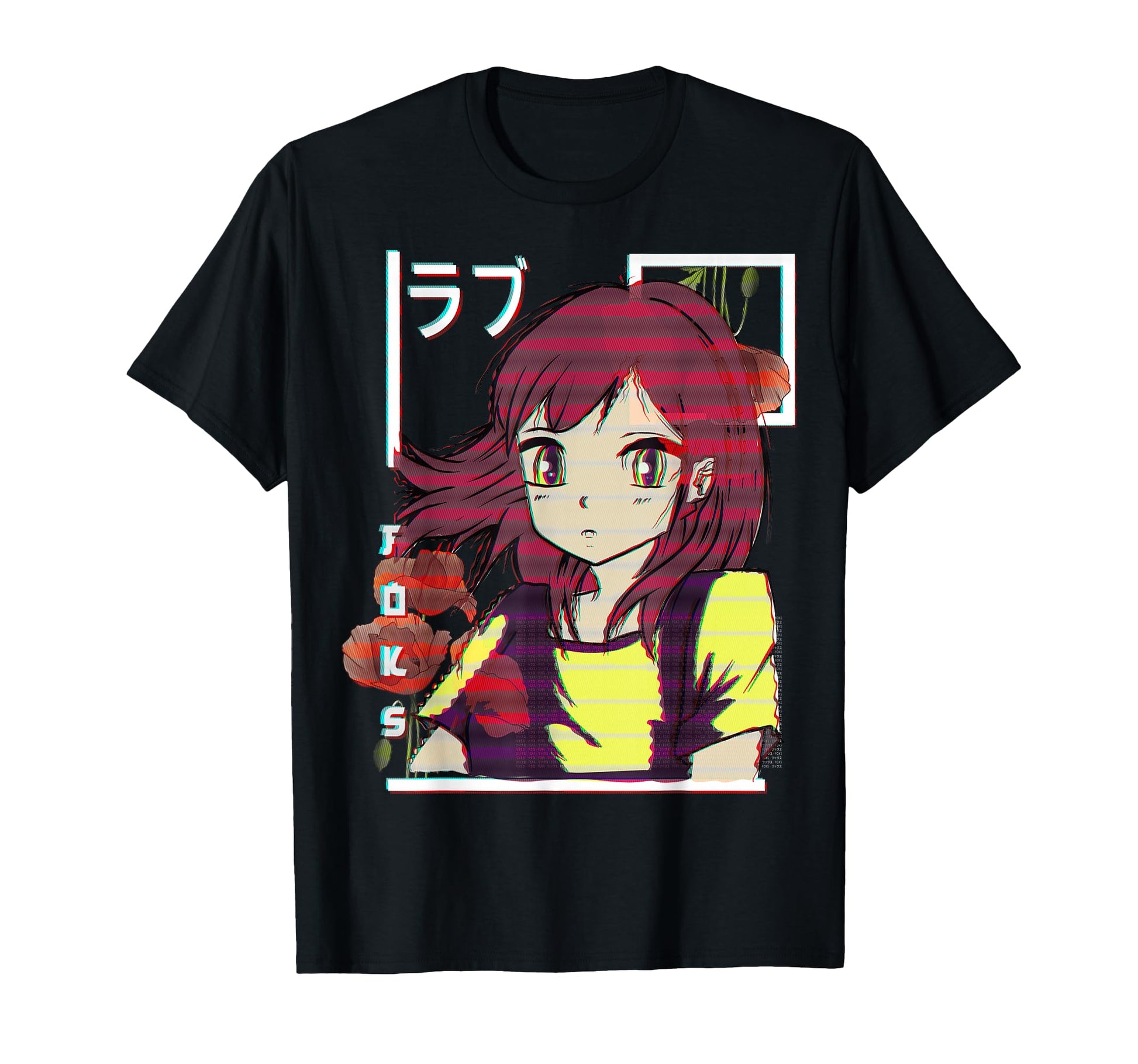 Anime Rgb Glitch Japanese Aesthetic T-Shirt - Custom Art Print Men Women - T-Shirt, Sweatshirt, Hoodie