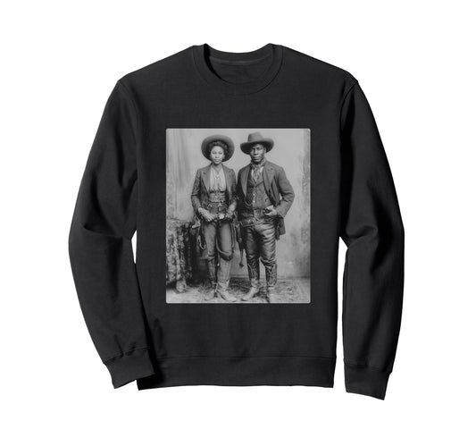 Black Cowboy Cowgirl Portrait Western Sweatshirt - Custom Art Print Unisex - T-Shirt, Sweatshirt, Hoodie