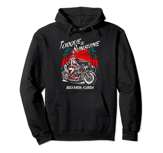 Boca Raton Florida Motorcycle Hotrod Hoodie - Streetwear Style Men Women - T-Shirt, Sweatshirt, Hoodie