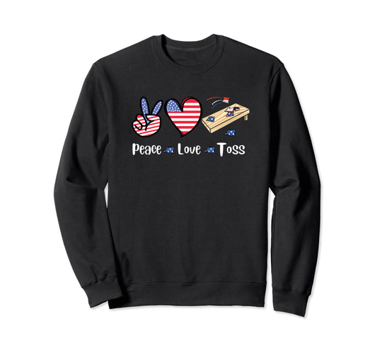 4Th July Peace Love Toss Sweatshirt - Streetwear Style for Adults - T-Shirt, Sweatshirt, Hoodie