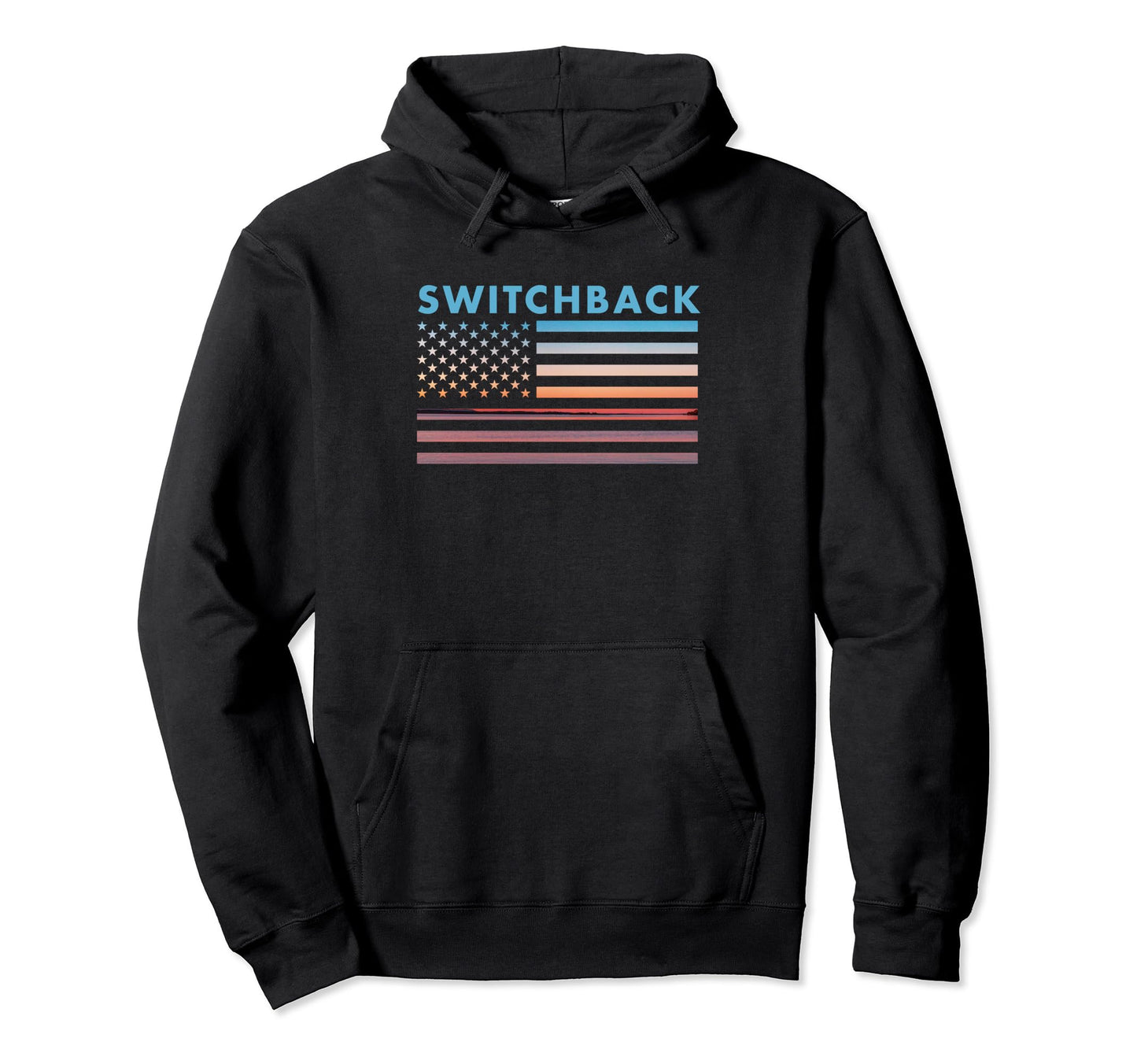Sunset American Flag Switchback West Hoodie - Graphic Print for Adults - T-Shirt, Sweatshirt, Hoodie