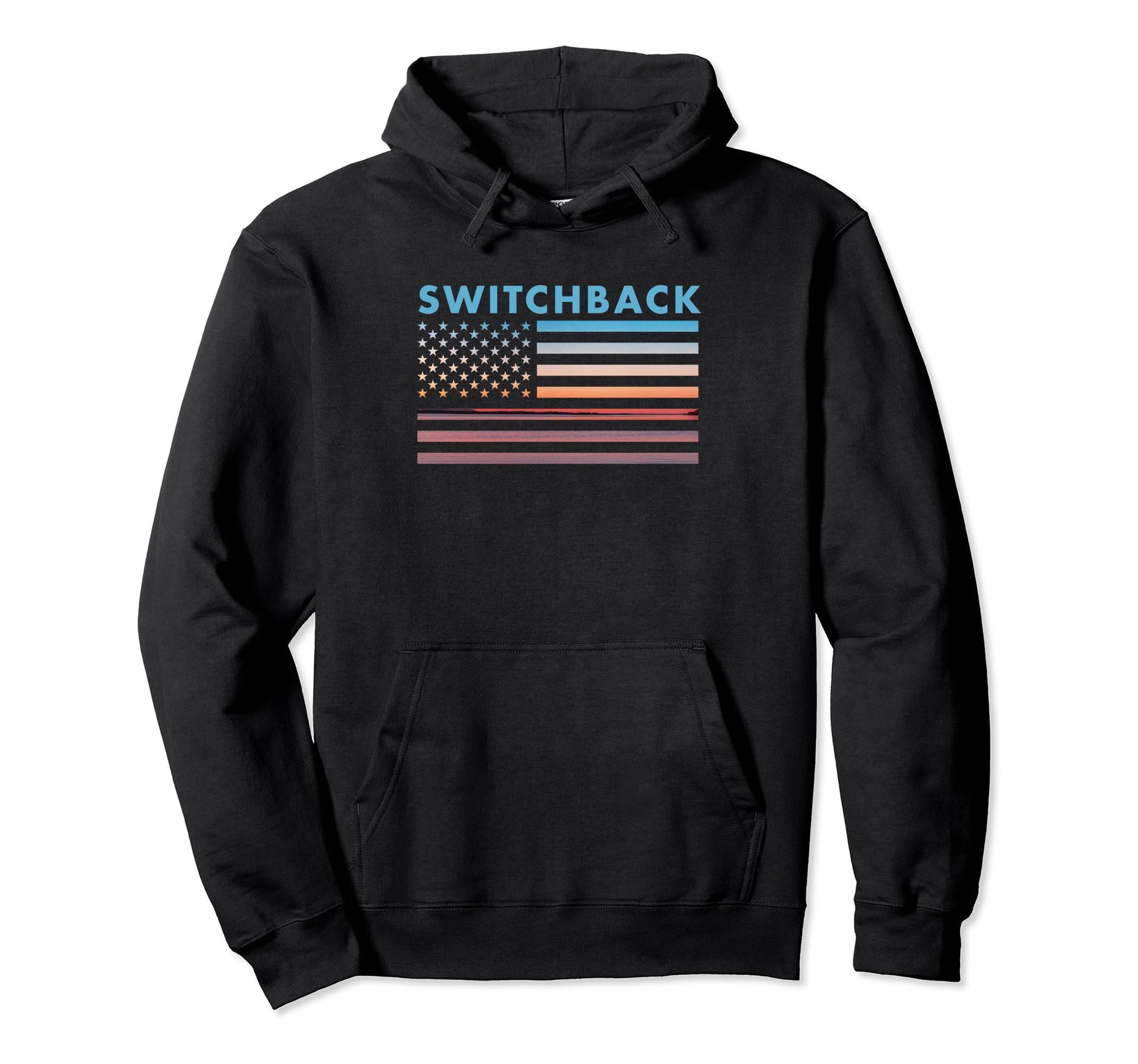 Sunset American Flag Switchback West Hoodie - Graphic Print for Adults - T-Shirt, Sweatshirt, Hoodie