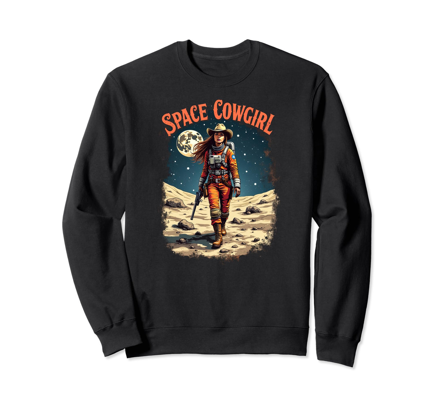 Space Cowgirl Galactic Western Sweatshirt - Unique Graphic Men Women - T-Shirt, Sweatshirt, Hoodie