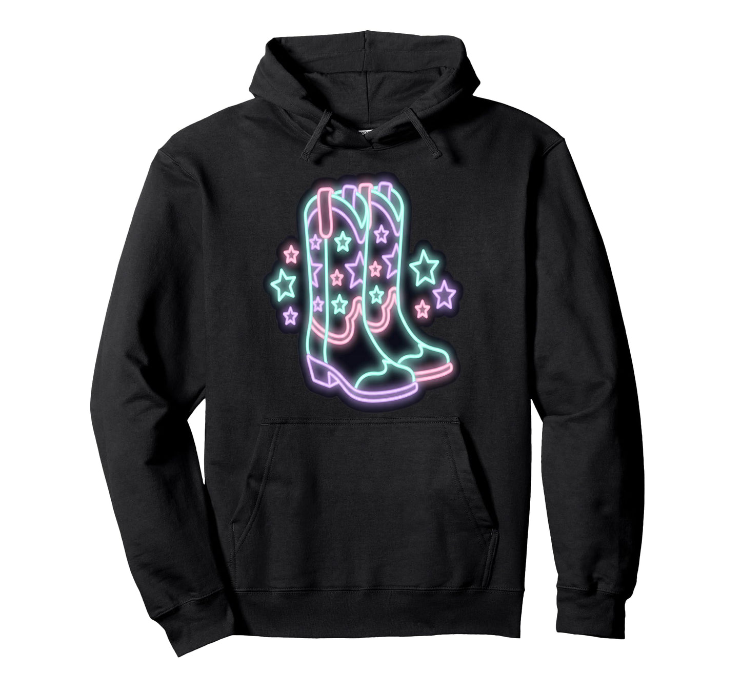 Cowboy Boots Stars Western Hoodie - Minimalist Print Unisex - T-Shirt, Sweatshirt, Hoodie