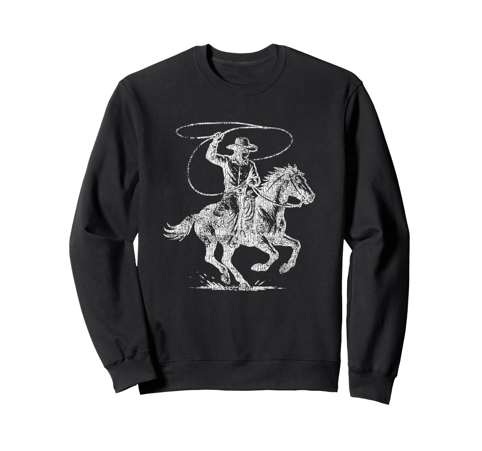 Rodeo Cowboy Woodcut Western Sweatshirt - Trendy Graphic for Adults - T-Shirt, Sweatshirt, Hoodie