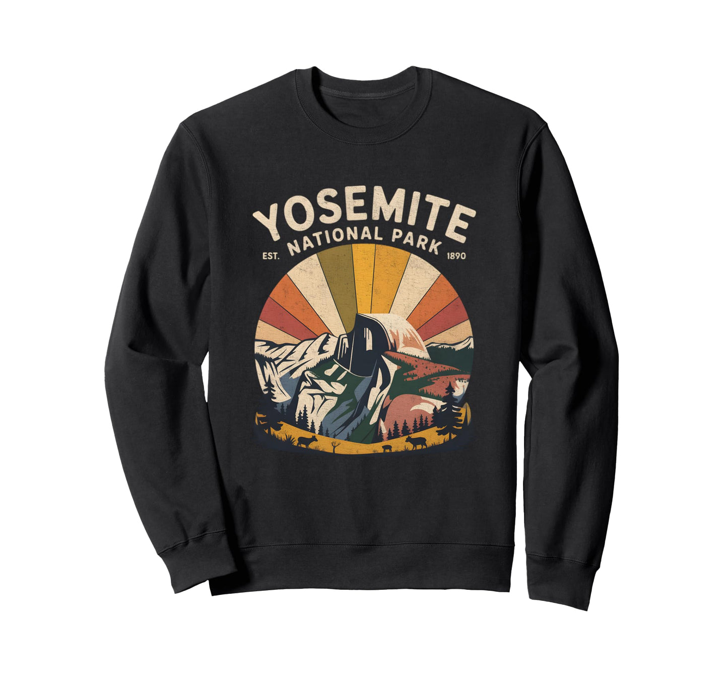 Yosemite National Park 60S 70S Sweatshirt - Casual Everyday Wear Men Women - T-Shirt, Sweatshirt, Hoodie