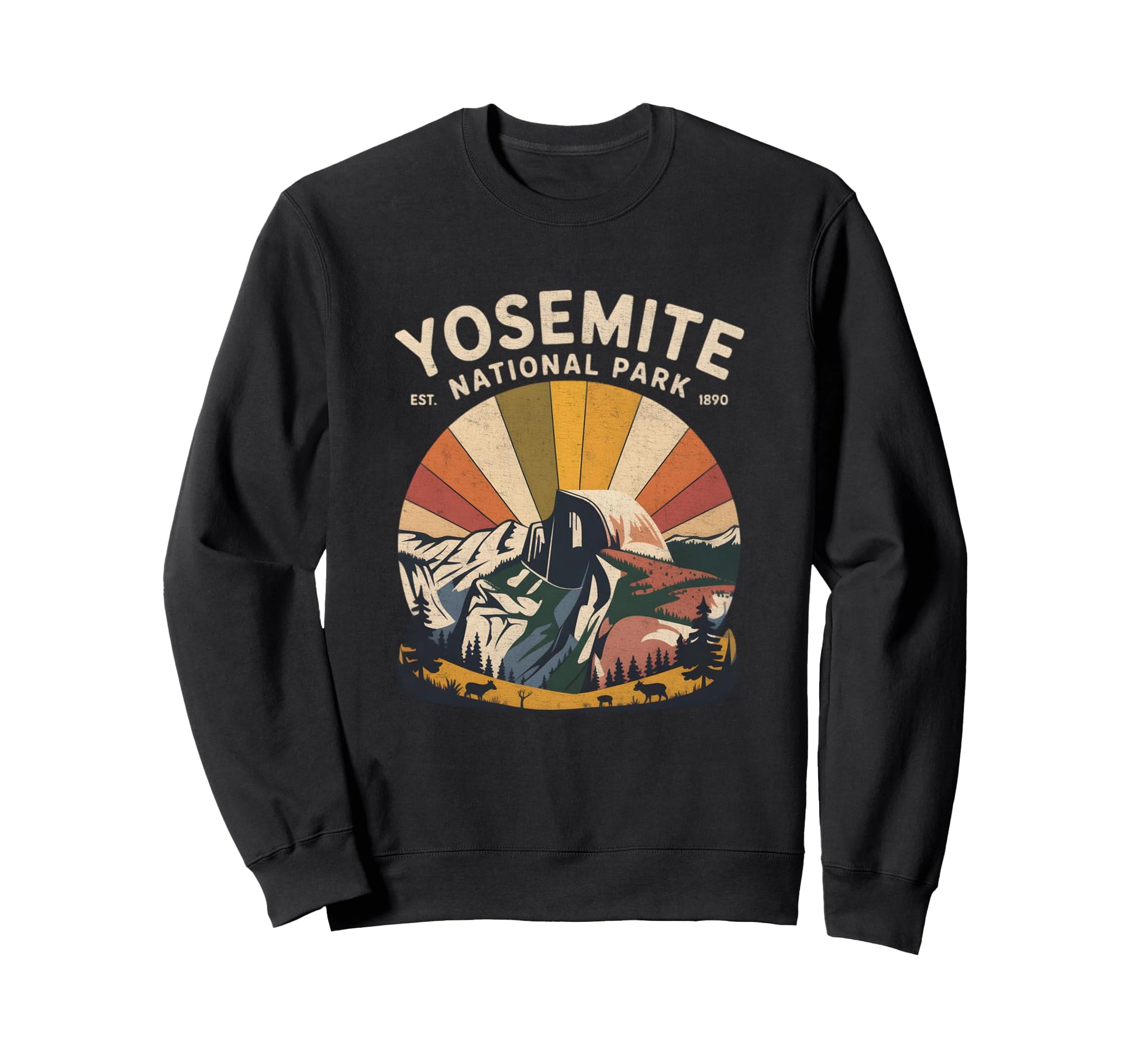 Yosemite National Park 60S 70S Sweatshirt - Casual Everyday Wear Men Women - T-Shirt, Sweatshirt, Hoodie