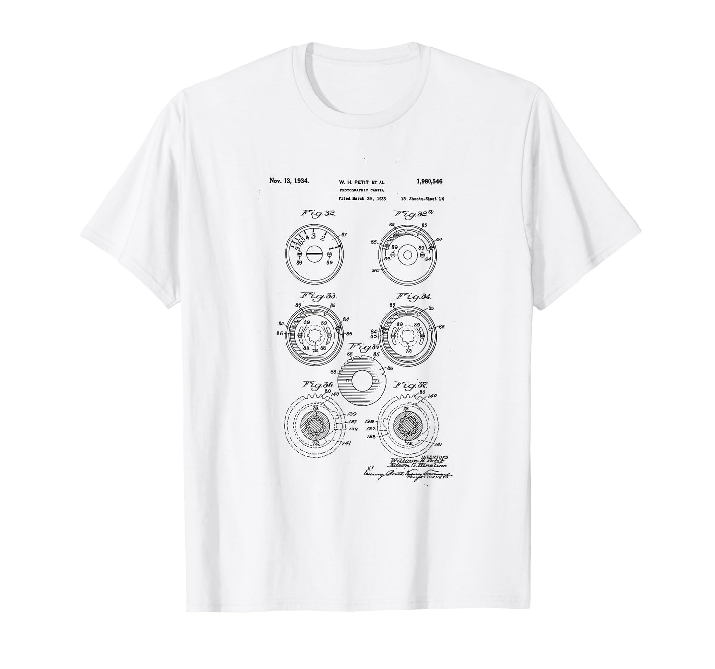 Camera Photographic Patent 1934 Drawing T-Shirt - Novelty Apparel Men Women - T-Shirt, Sweatshirt, Hoodie