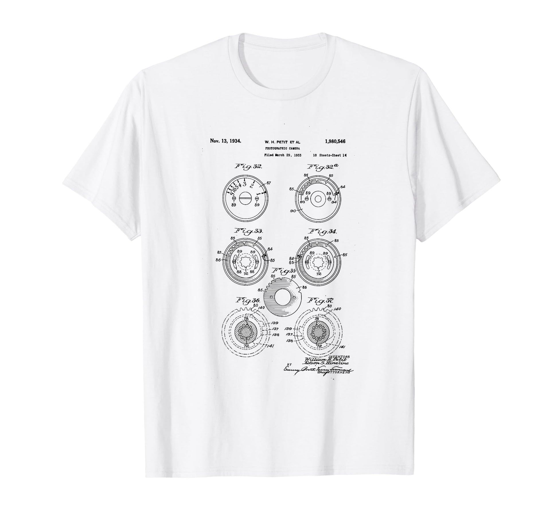 Camera Photographic Patent 1934 Drawing T-Shirt - Novelty Apparel Men Women - T-Shirt, Sweatshirt, Hoodie