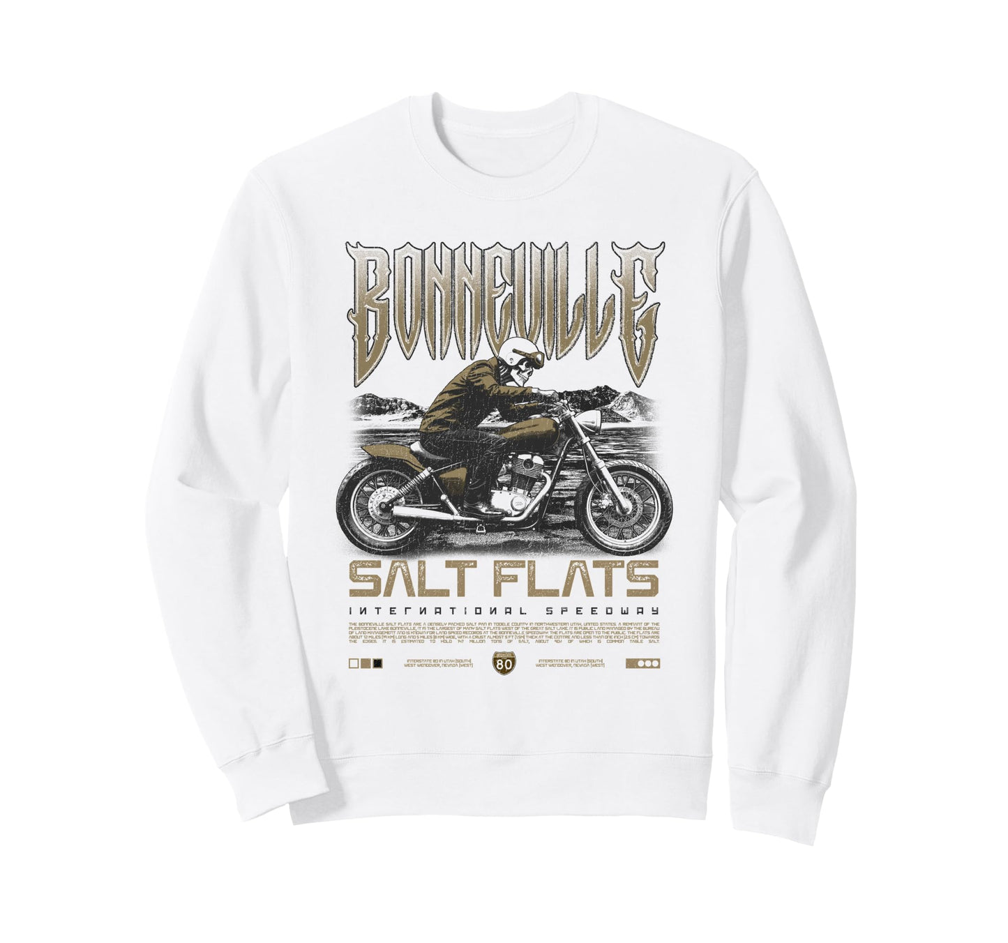 Bonneville Salt Flats Motorcycle Sweatshirt - Streetwear Style Men Women - T-Shirt, Sweatshirt, Hoodie