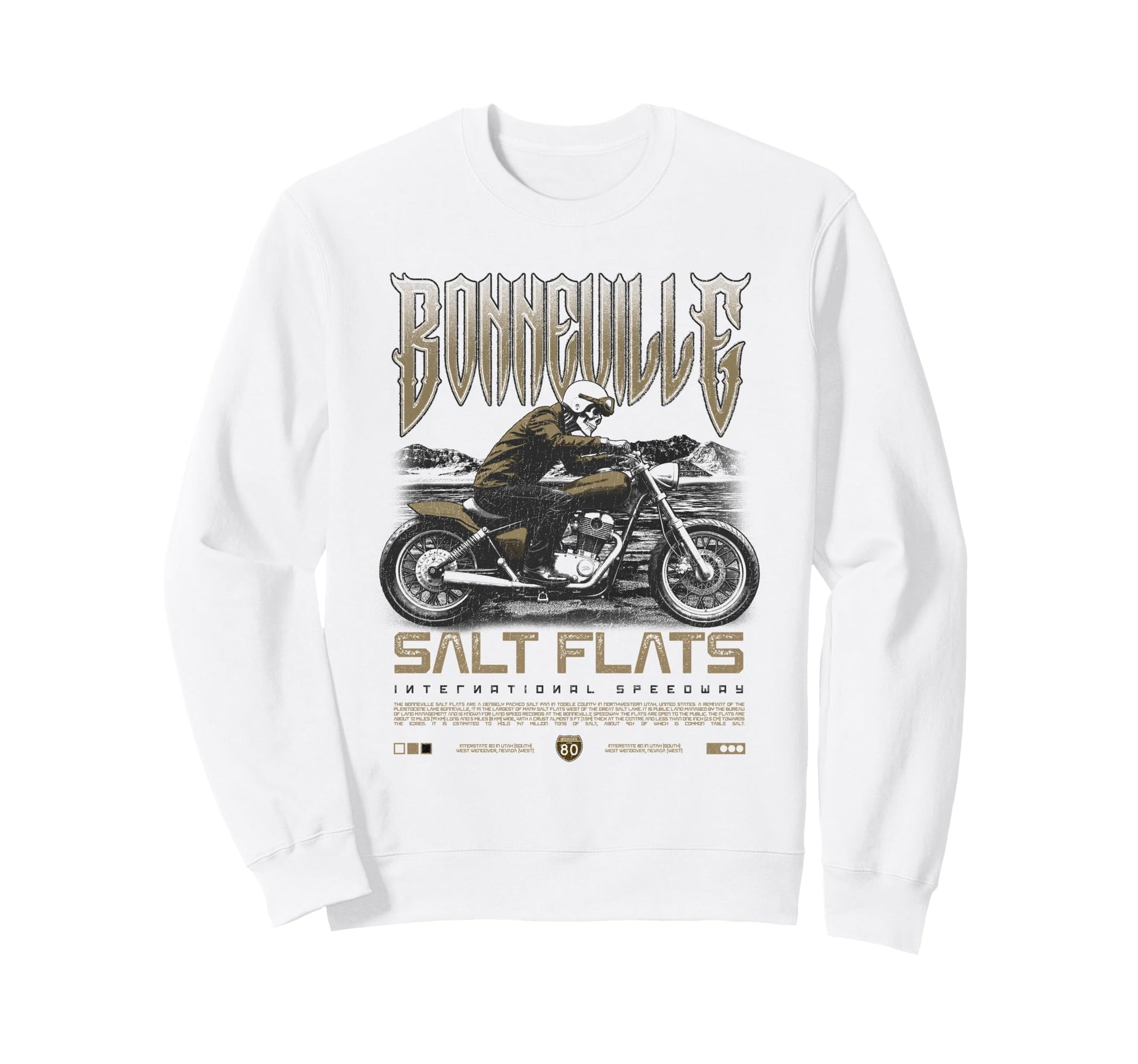 Bonneville Salt Flats Motorcycle Sweatshirt - Streetwear Style Men Women - T-Shirt, Sweatshirt, Hoodie