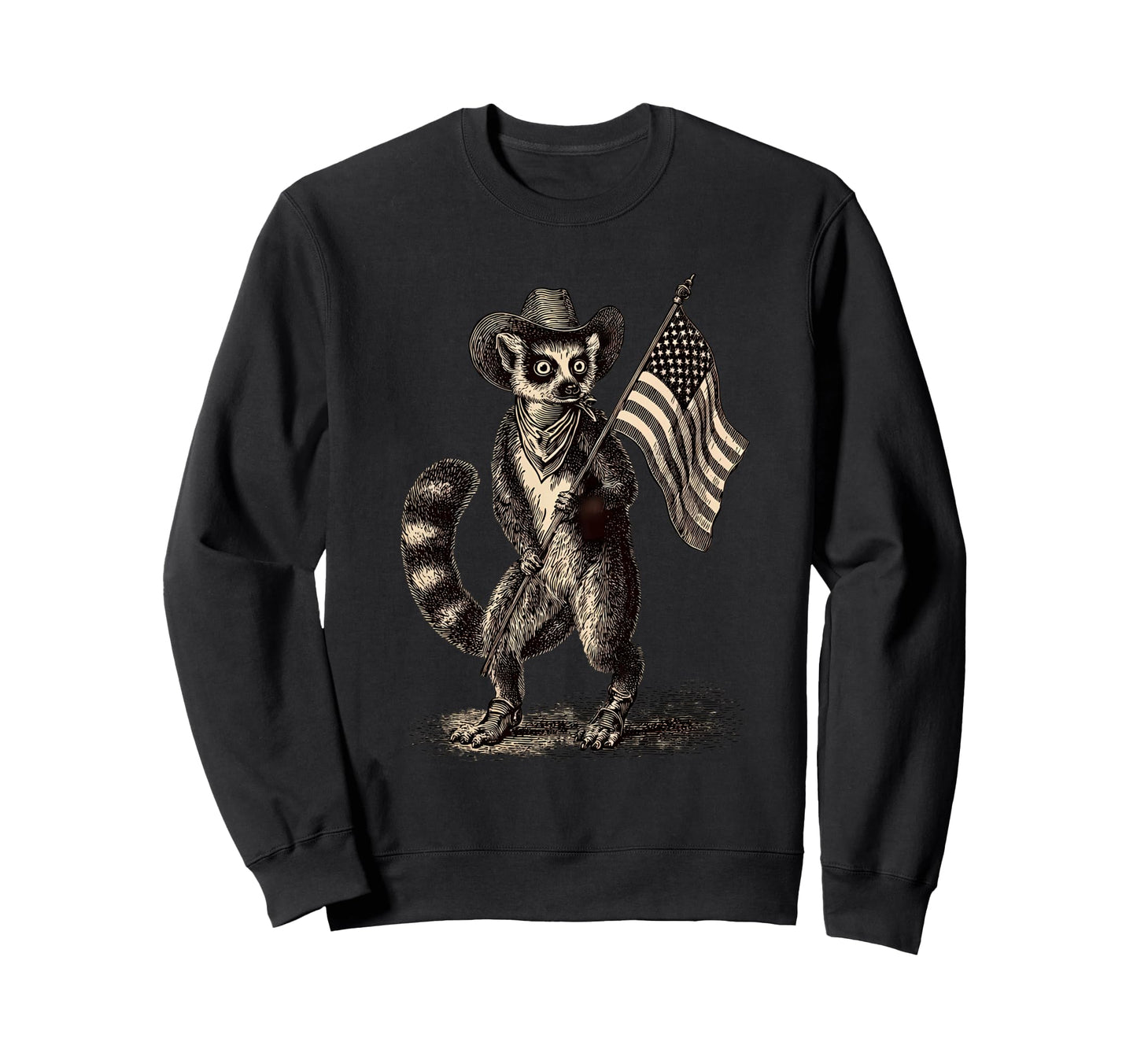 Country Cowboy Lemur Rodeo Sweatshirt - Aesthetic Graphic for Adults - T-Shirt, Sweatshirt, Hoodie