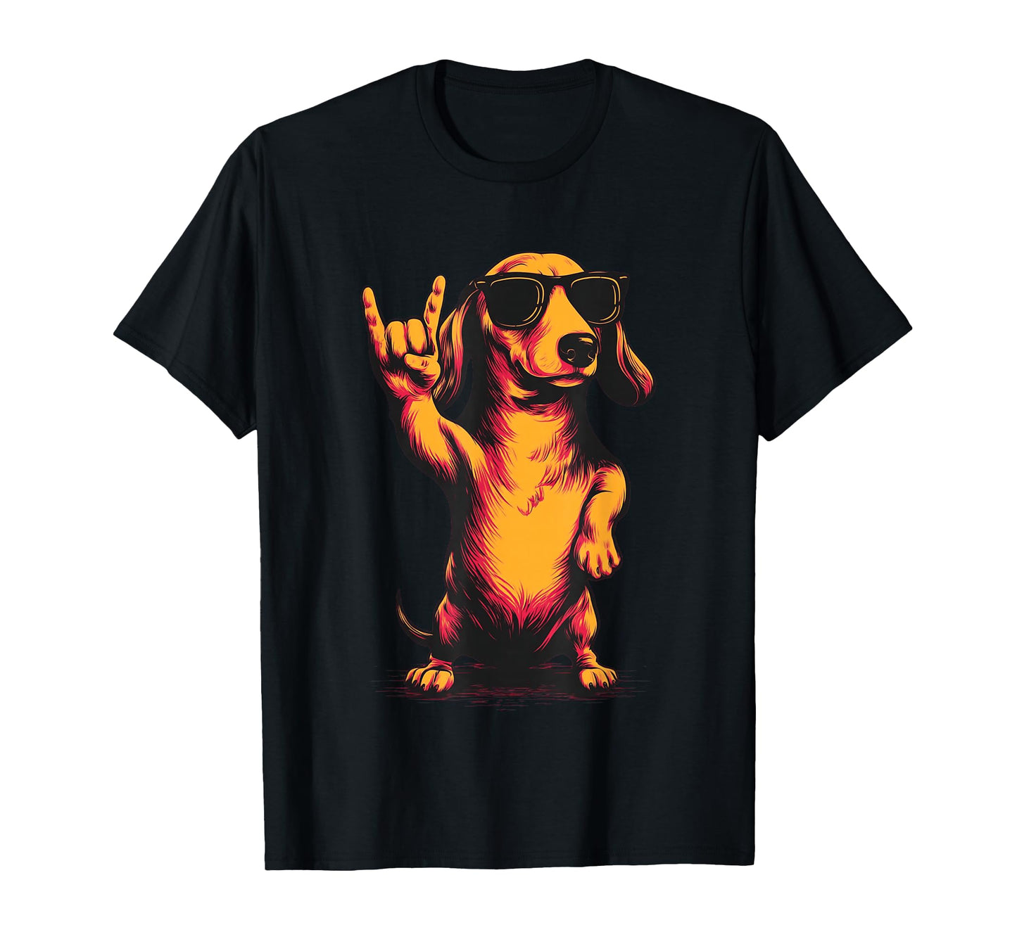 Dachshund Wiener Dog Rock Hand Sign Punk T-Shirt - Novelty Apparel Unisex - T-Shirt, Sweatshirt, Hoodie