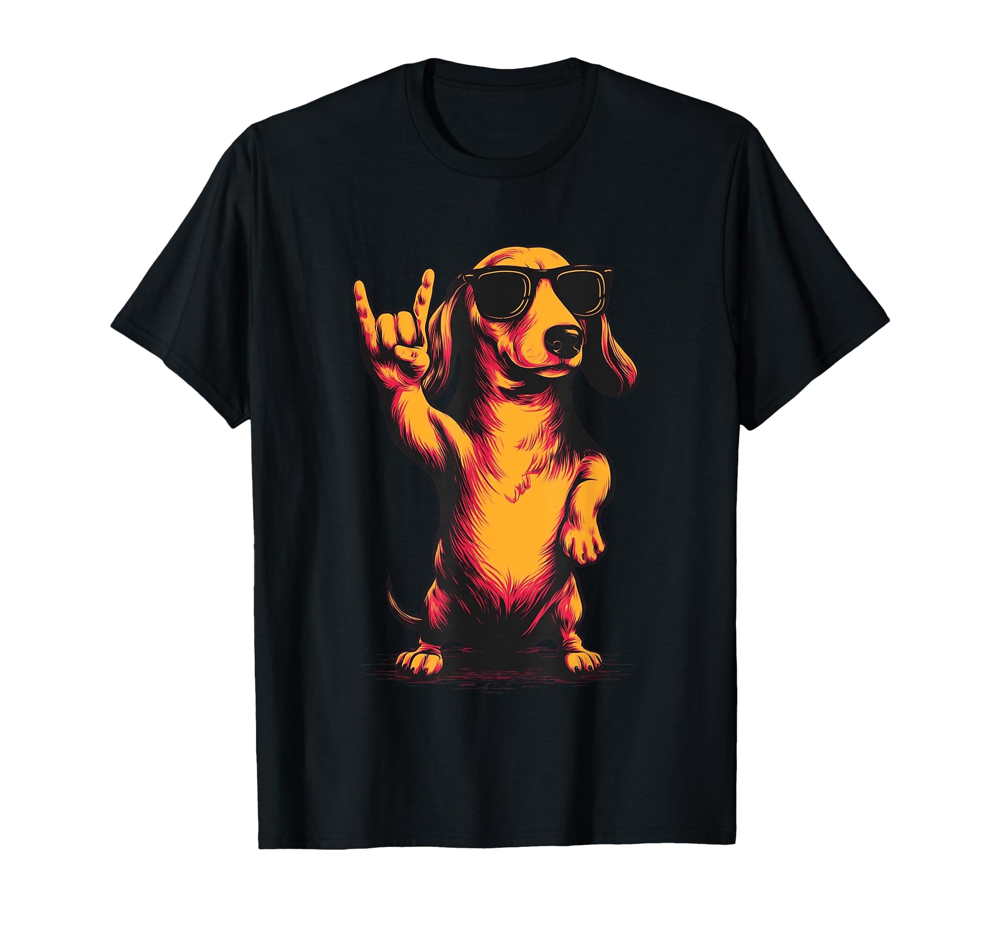 Dachshund Wiener Dog Rock Hand Sign Punk T-Shirt - Novelty Apparel Unisex - T-Shirt, Sweatshirt, Hoodie