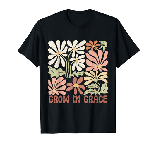 Boho Minimalistic Grow Grace Floral T-Shirt - Casual Everyday Wear Unisex - T-Shirt, Sweatshirt, Hoodie