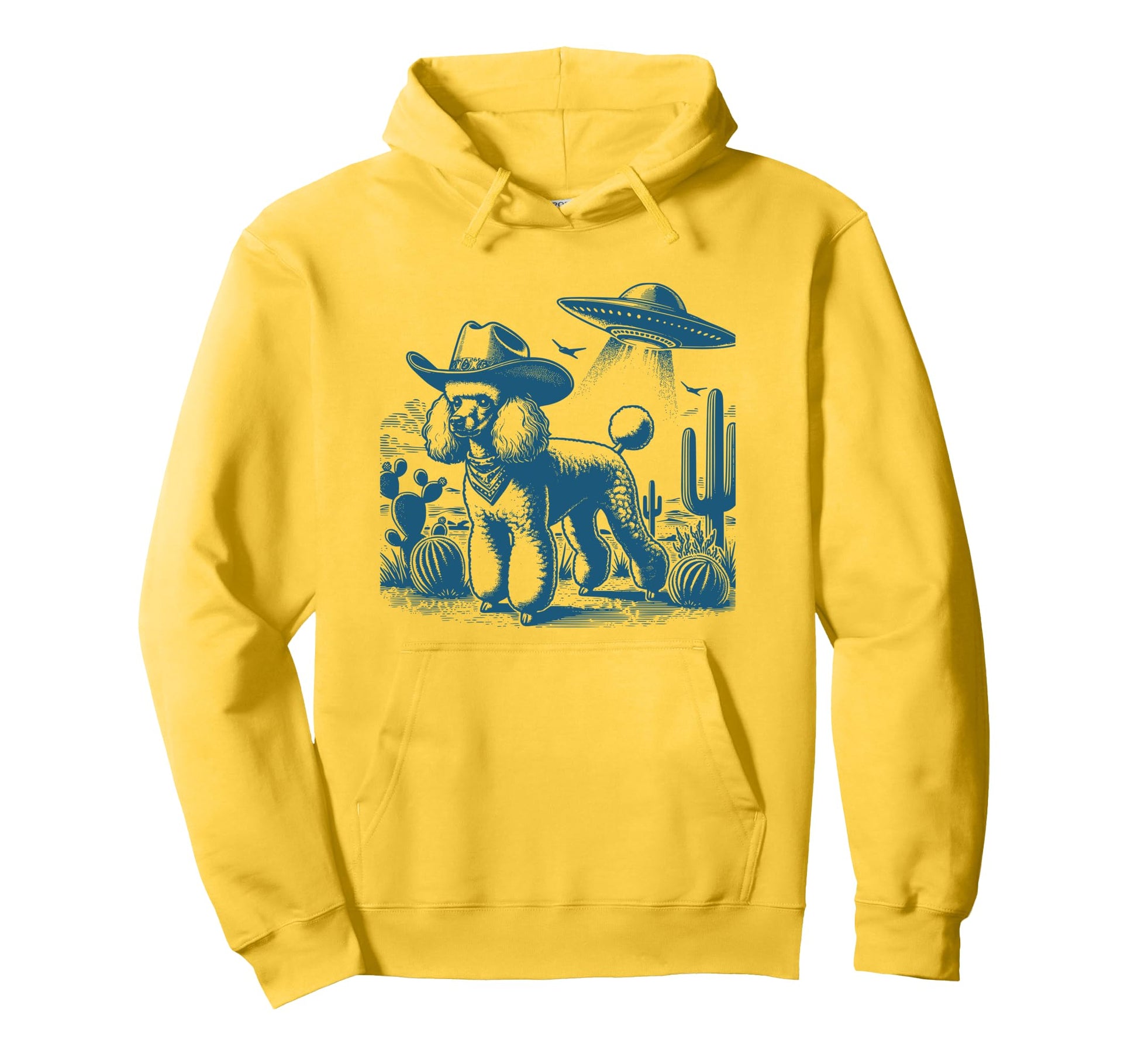 Poodle Ufo Western Poodle Wild West Cowboy Hoodie - Graphic Print Unisex - T-Shirt, Sweatshirt, Hoodie
