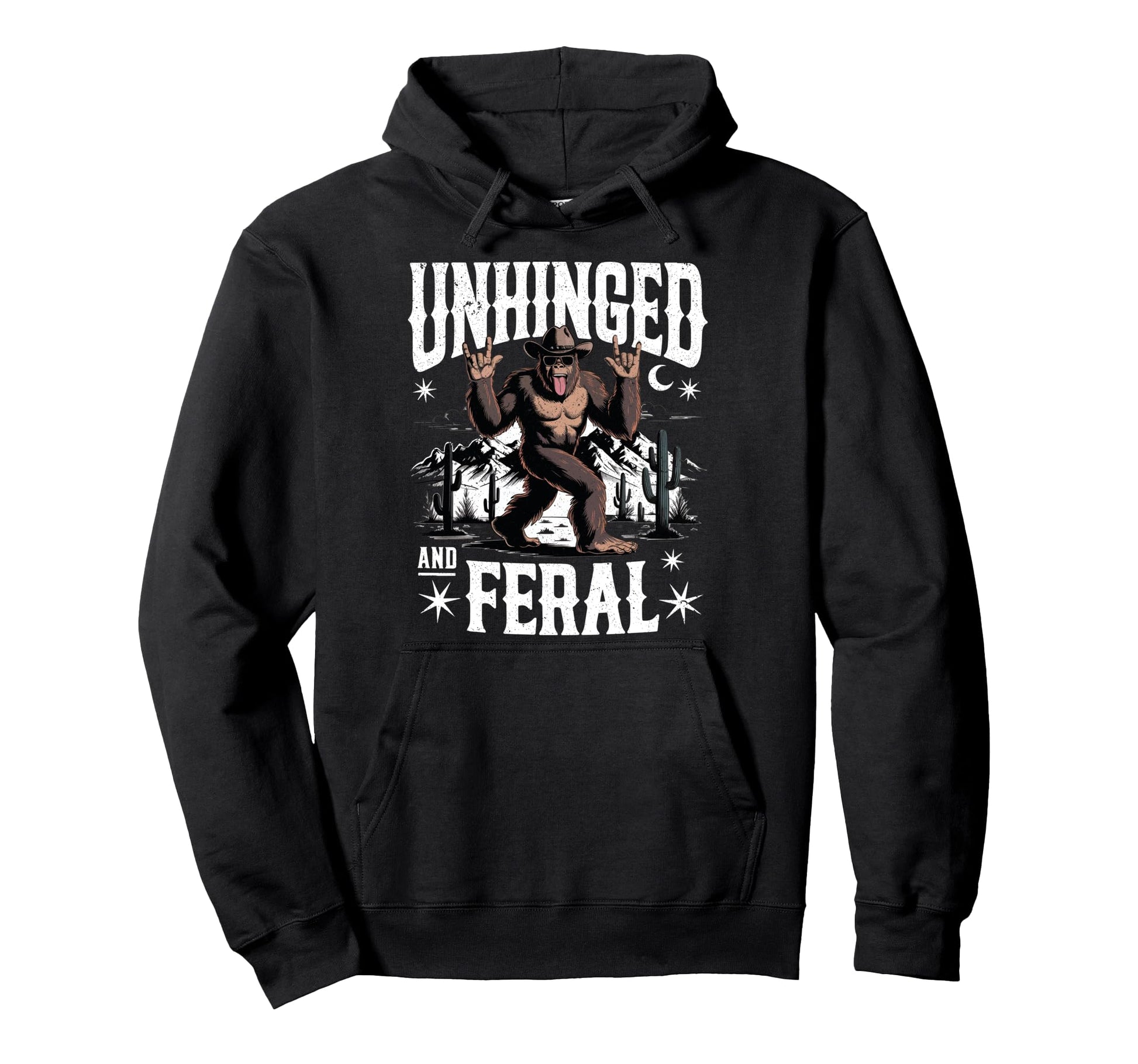 Unhinged And Feral Western Cowboy Hoodie - Aesthetic Graphic for Adults - T-Shirt, Sweatshirt, Hoodie