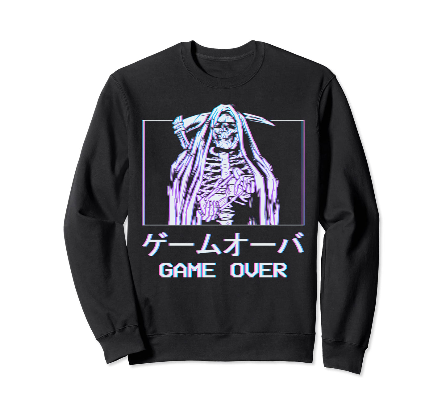 Skeleton Grim Reaper Game Over Sweatshirt - Casual Everyday Wear Unisex - T-Shirt, Sweatshirt, Hoodie