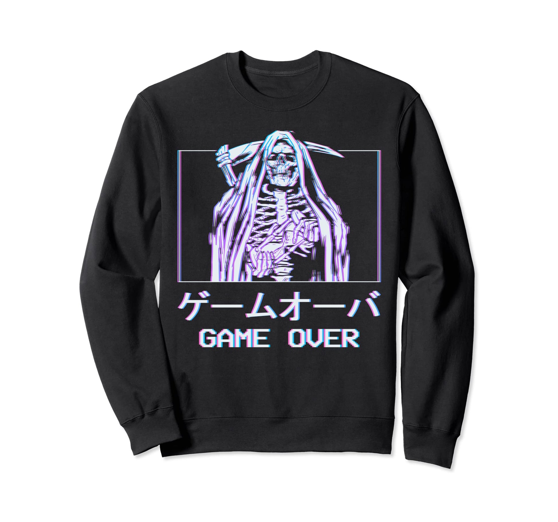 Skeleton Grim Reaper Game Over Sweatshirt - Casual Everyday Wear Unisex - T-Shirt, Sweatshirt, Hoodie