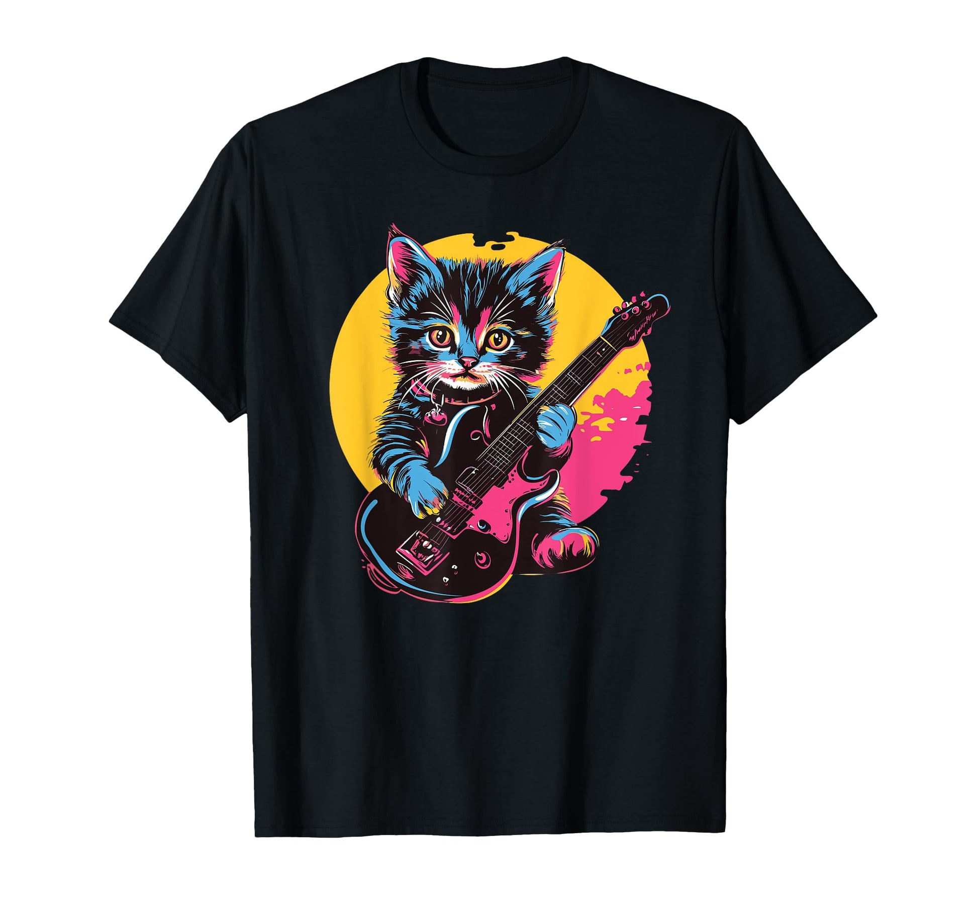 Kitten Playing Guitar Rock T-Shirt - Novelty Apparel for Adults - T-Shirt, Sweatshirt, Hoodie