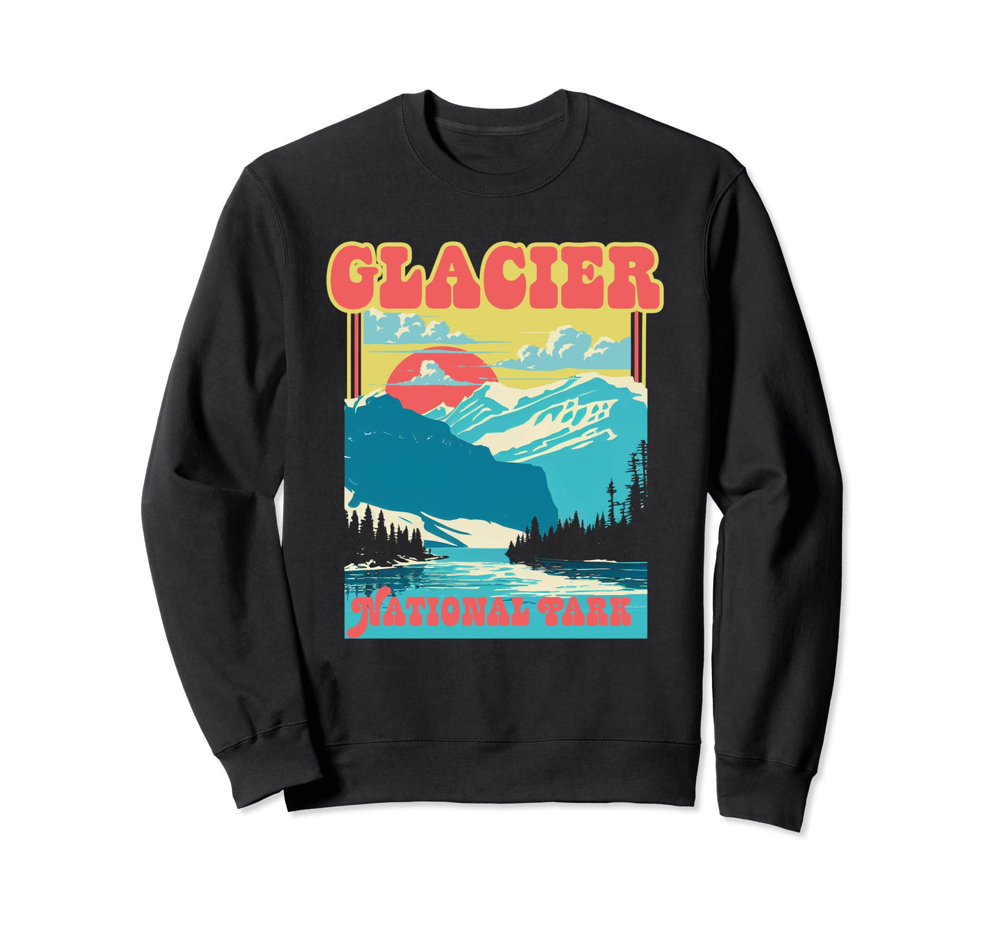 Glacier National Park Montana Sweatshirt - Minimalist Print Unisex - T-Shirt, Sweatshirt, Hoodie