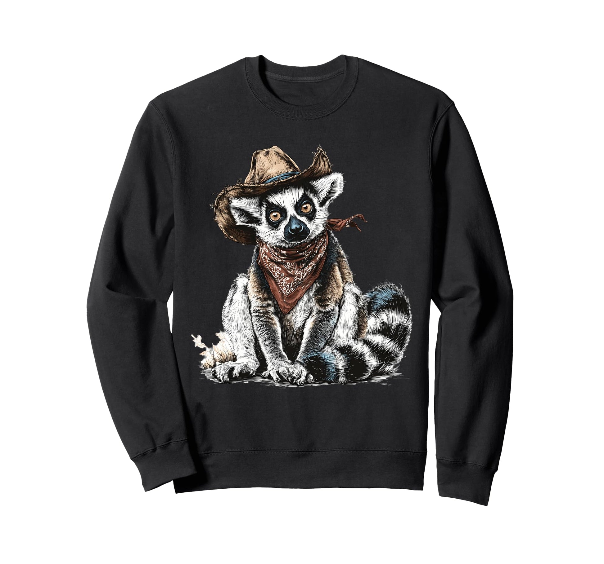 Country Cowboy Lemur Rodeo Cowgirl Sweatshirt - Graphic Print for Adults - T-Shirt, Sweatshirt, Hoodie