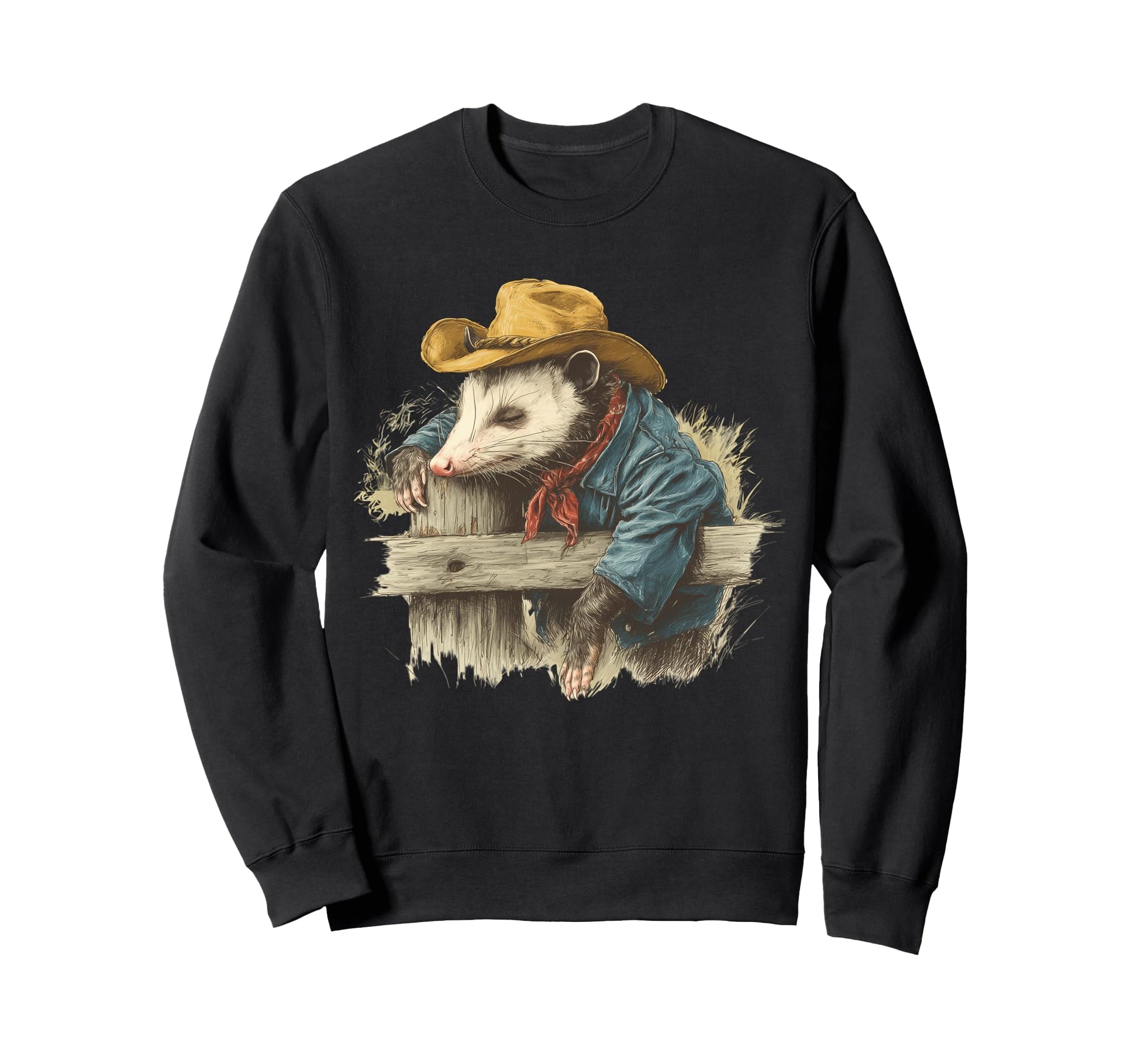 Country Cowboy Opossum Rodeo Sweatshirt - Casual Everyday Wear Unisex - T-Shirt, Sweatshirt, Hoodie