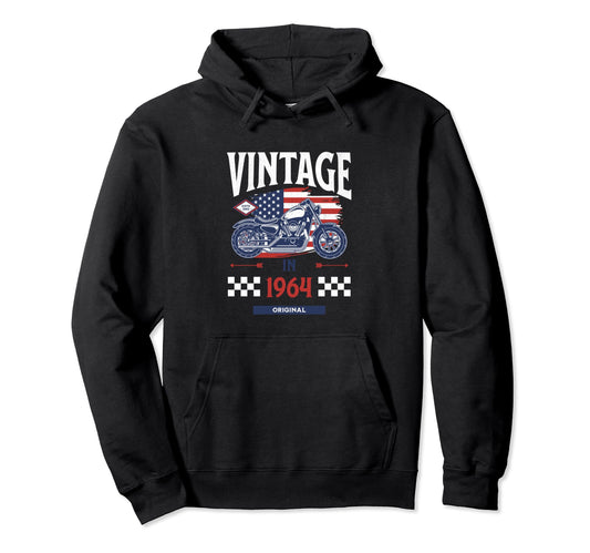1964 60Th Birthday Motorcycle Hoodie - Aesthetic Graphic Unisex - T-Shirt, Sweatshirt, Hoodie