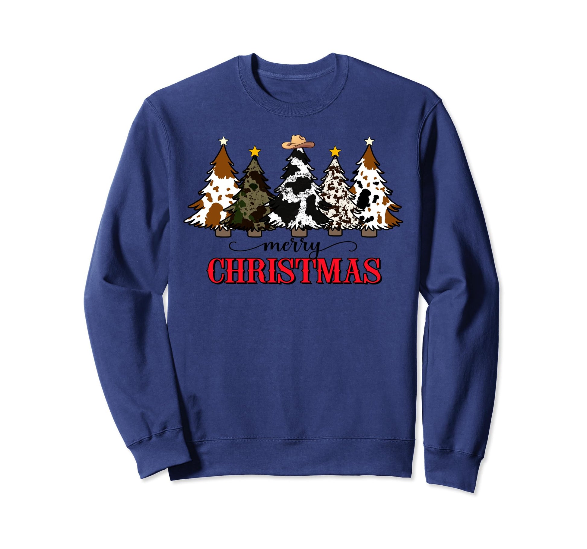 Merry Cowhide Western Tree Pajamas Sweatshirt - Aesthetic Graphic Unisex - T-Shirt, Sweatshirt, Hoodie