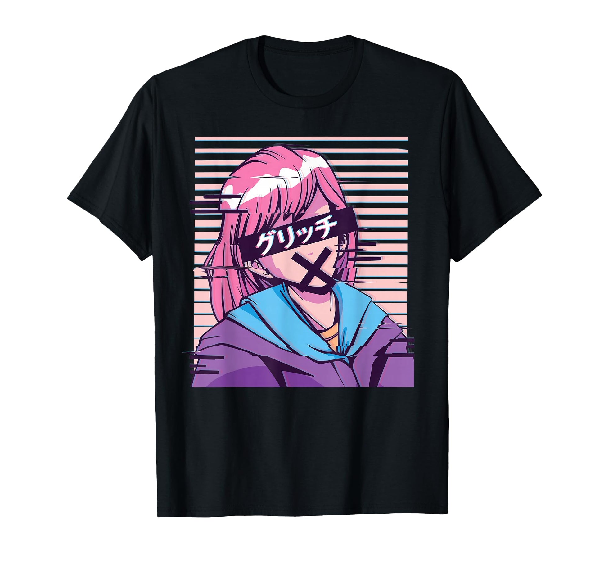 Anime Glitched Japanese Aesthetics T-Shirt - Unique Graphic Men Women - T-Shirt, Sweatshirt, Hoodie