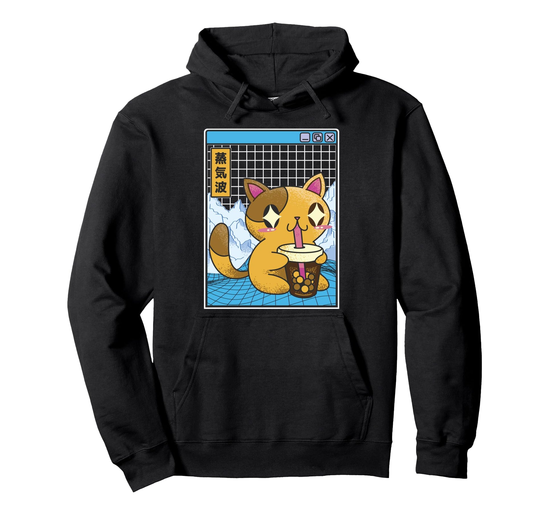 Cat Drinking Bubble Tea Kawaii Hoodie - Casual Everyday Wear Men Women - T-Shirt, Sweatshirt, Hoodie