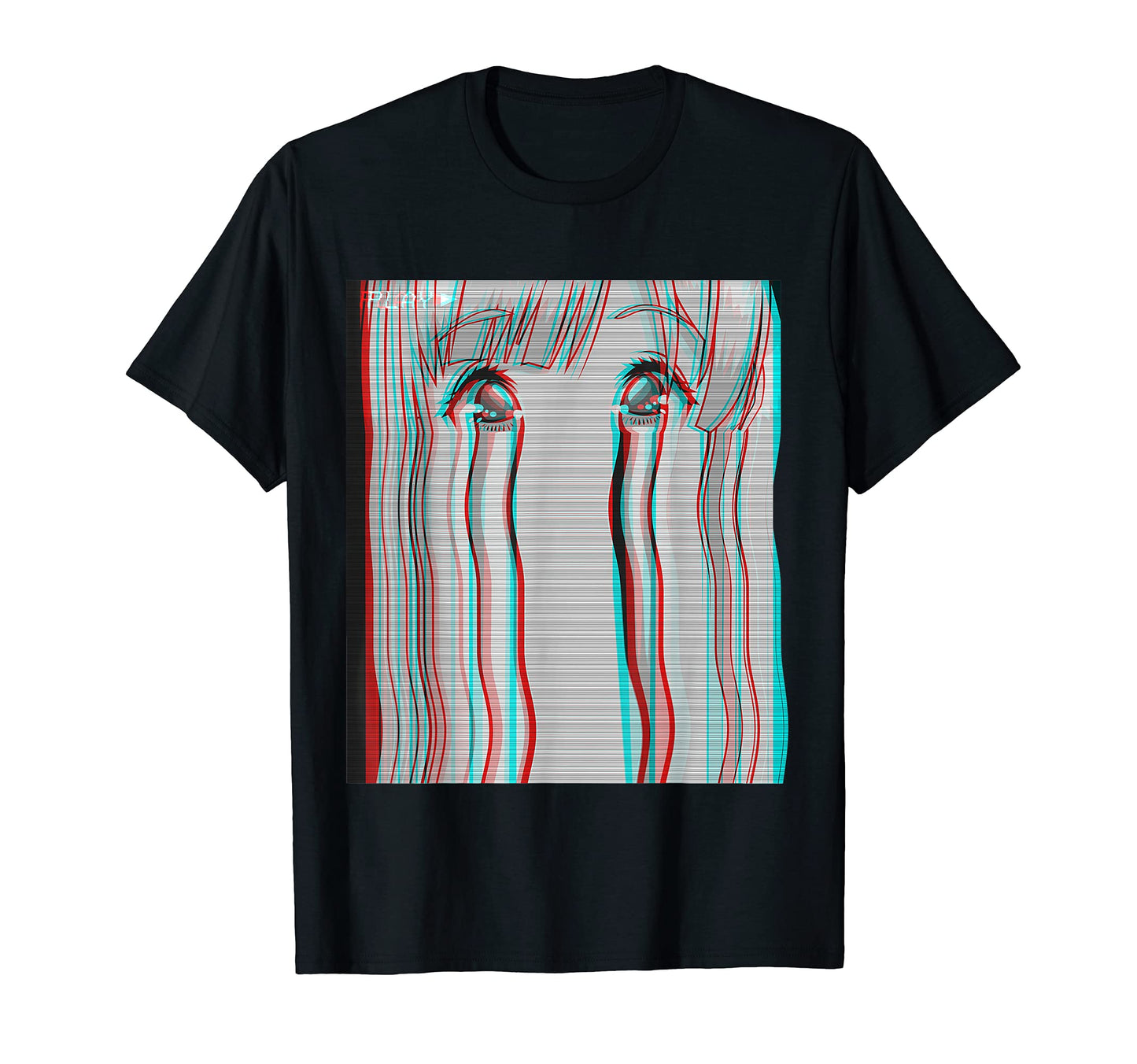 Sad Anime Anime Eyes Vaporwave T-Shirt - Casual Everyday Wear for Adults - T-Shirt, Sweatshirt, Hoodie