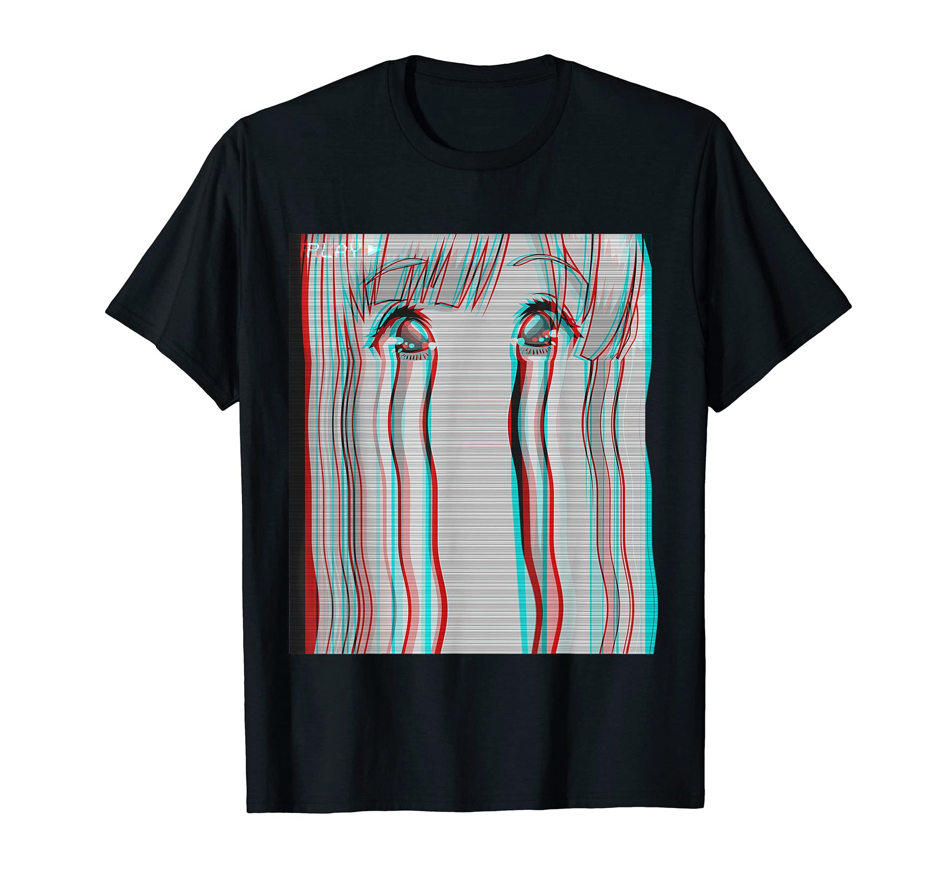 Sad Anime Anime Eyes Vaporwave T-Shirt - Casual Everyday Wear for Adults - T-Shirt, Sweatshirt, Hoodie