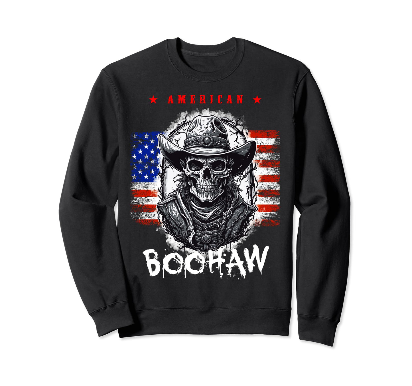 America Western Cowboy Skeleton Sweatshirt - Graphic Print for Adults - T-Shirt, Sweatshirt, Hoodie