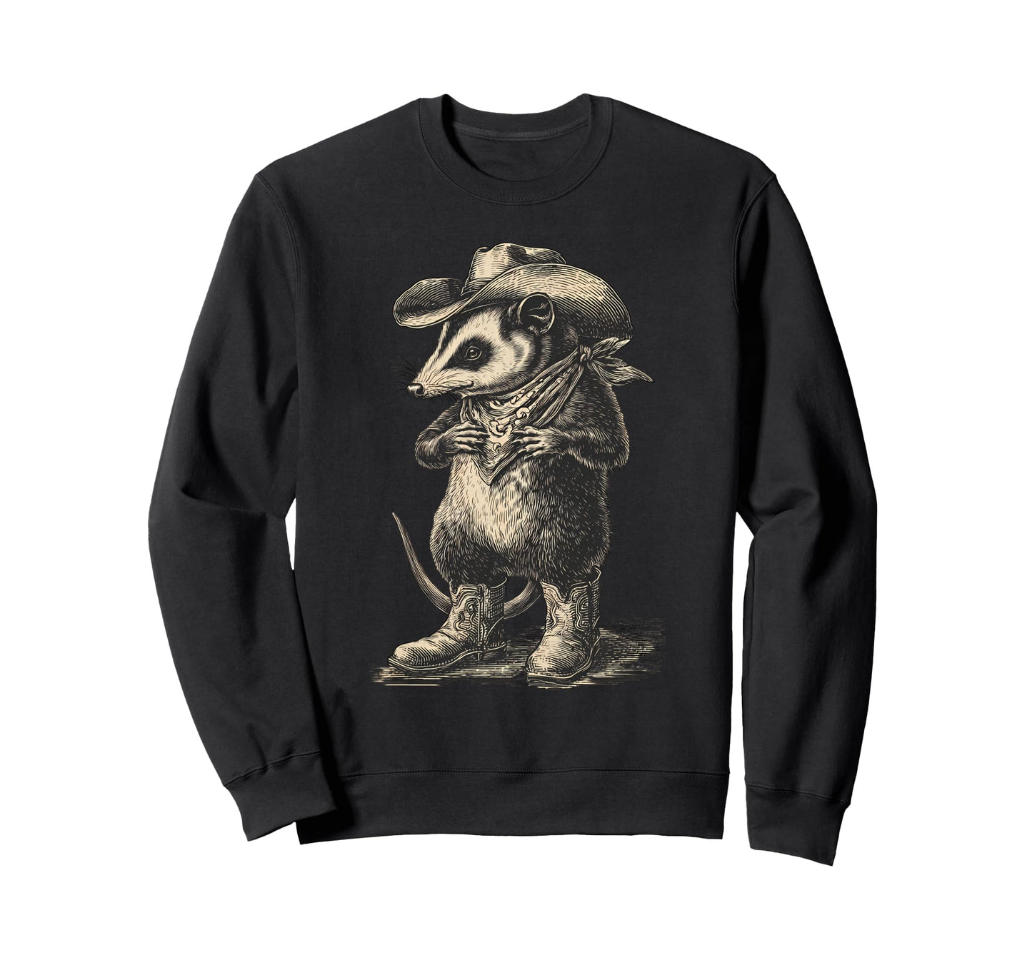 Country Cowboy Opossum Rodeo Possum Sweatshirt - Unique Graphic Unisex - T-Shirt, Sweatshirt, Hoodie