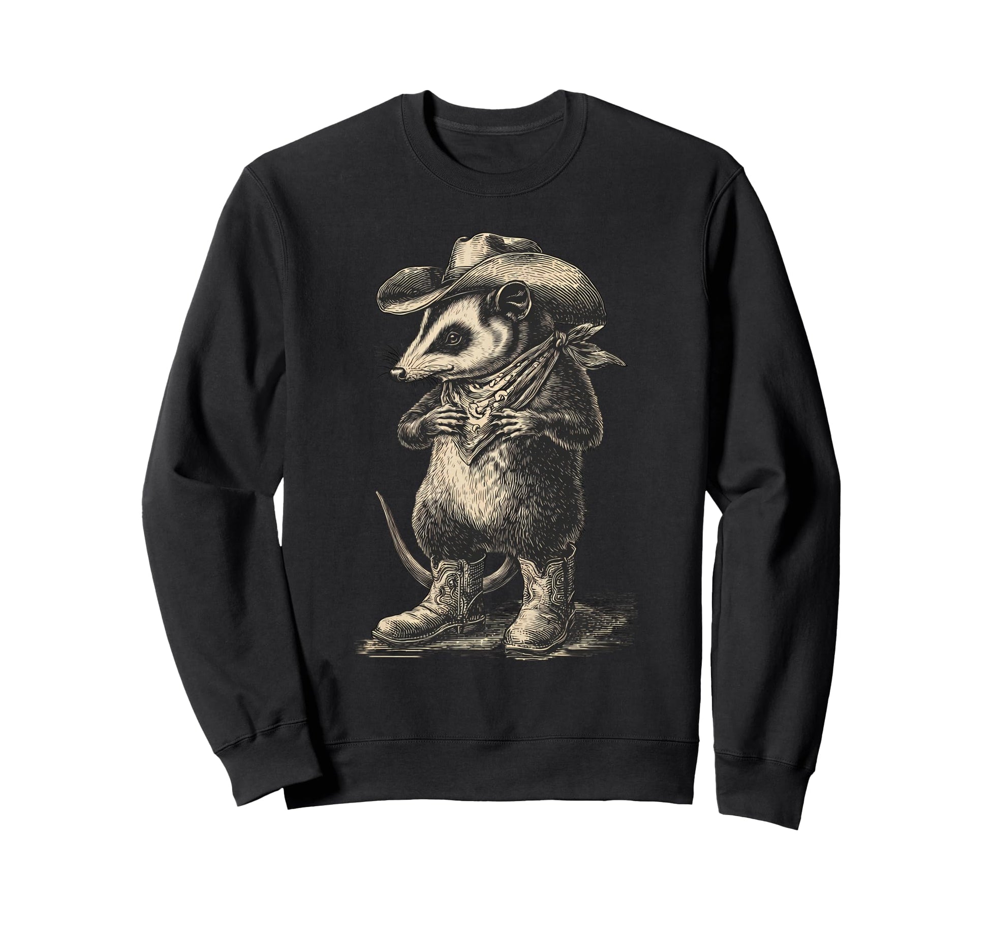 Country Cowboy Opossum Rodeo Possum Sweatshirt - Unique Graphic Unisex - T-Shirt, Sweatshirt, Hoodie
