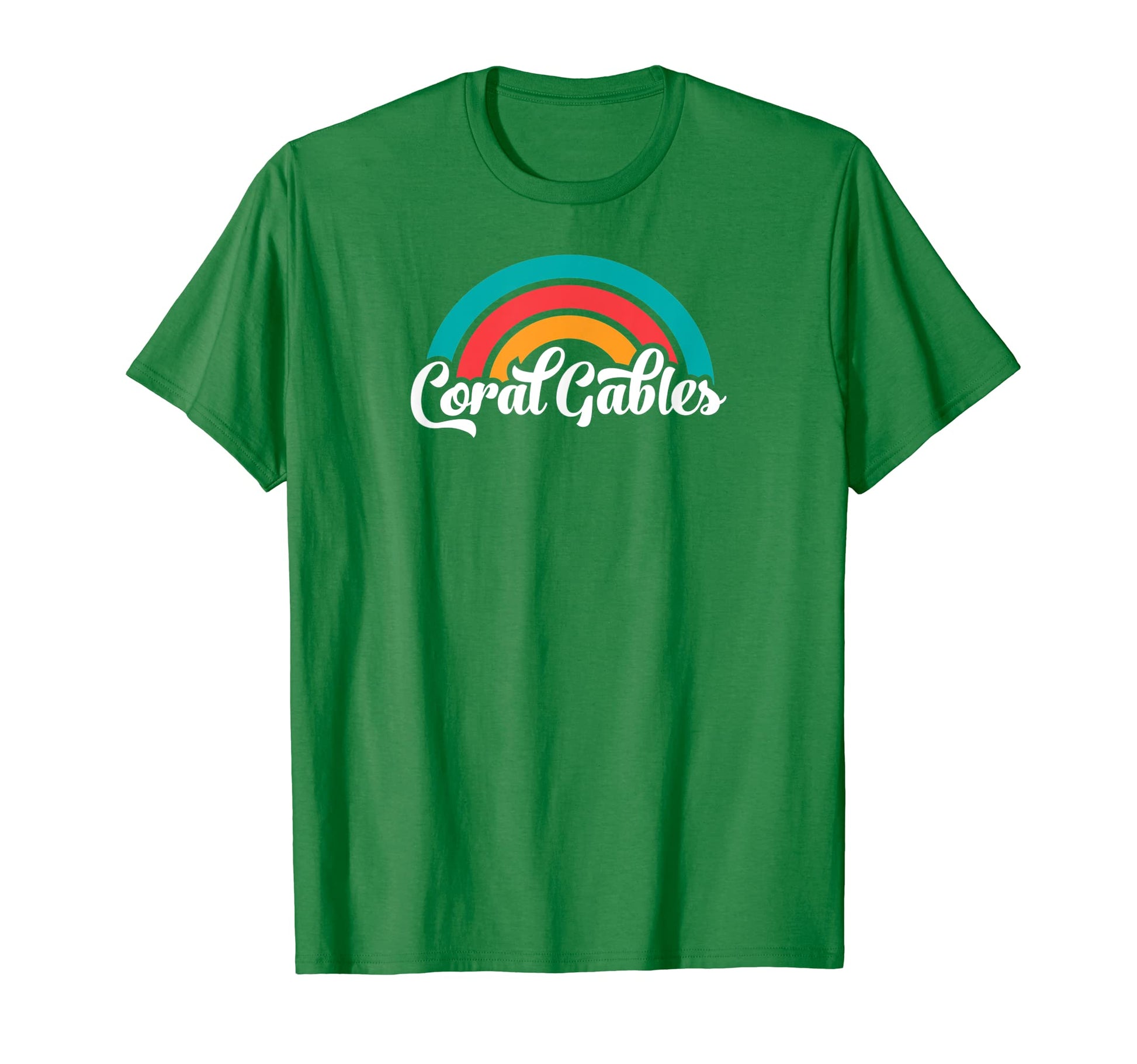 Coral Gables Fl Script Rainbow T-Shirt - Unique Graphic for Adults - T-Shirt, Sweatshirt, Hoodie