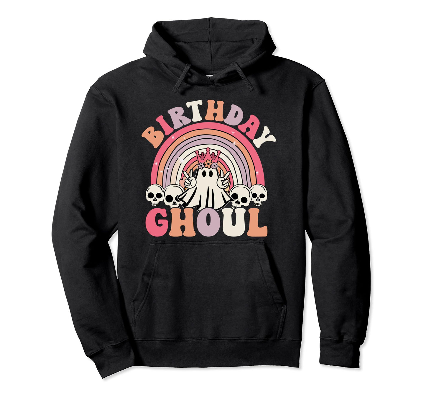 Birthday Ghoul Rainbow Ghost Halloween Hoodie - Aesthetic Graphic Unisex - T-Shirt, Sweatshirt, Hoodie